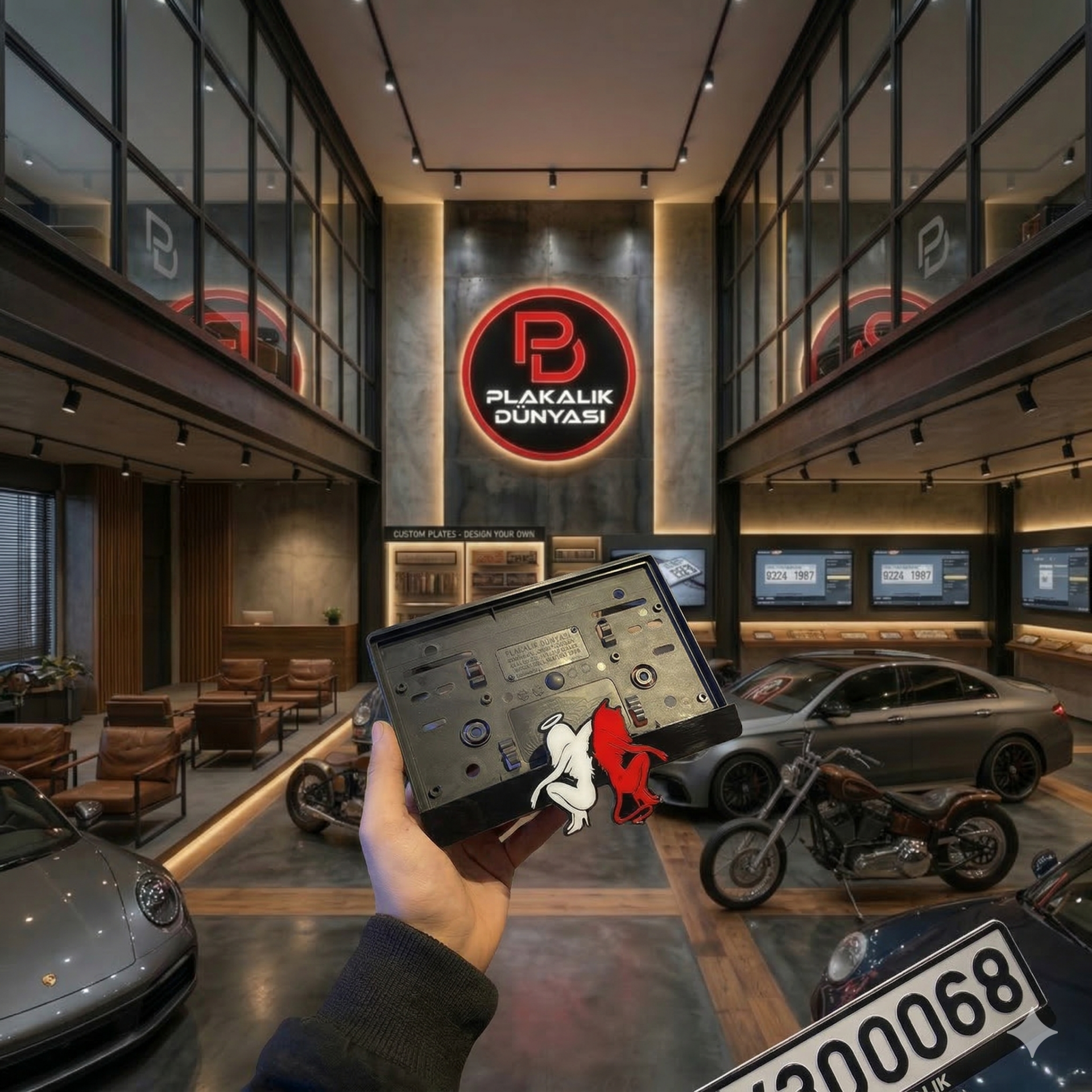 Melek Şeytan Motor Plakalık 3D Takmatik Pleksi Lazer Kesim Universal (Tek Adet)