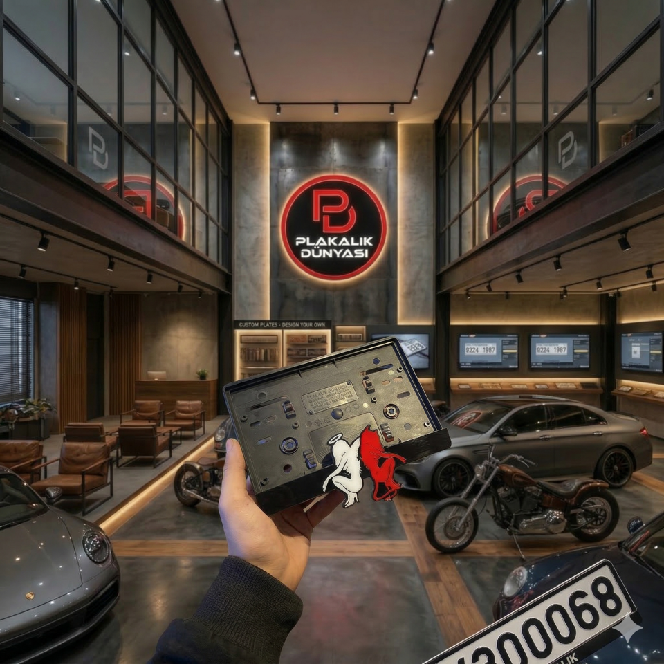 Melek Şeytan Motor Plakalık 3D Takmatik Pleksi Lazer Kesim Universal (Tek Adet)