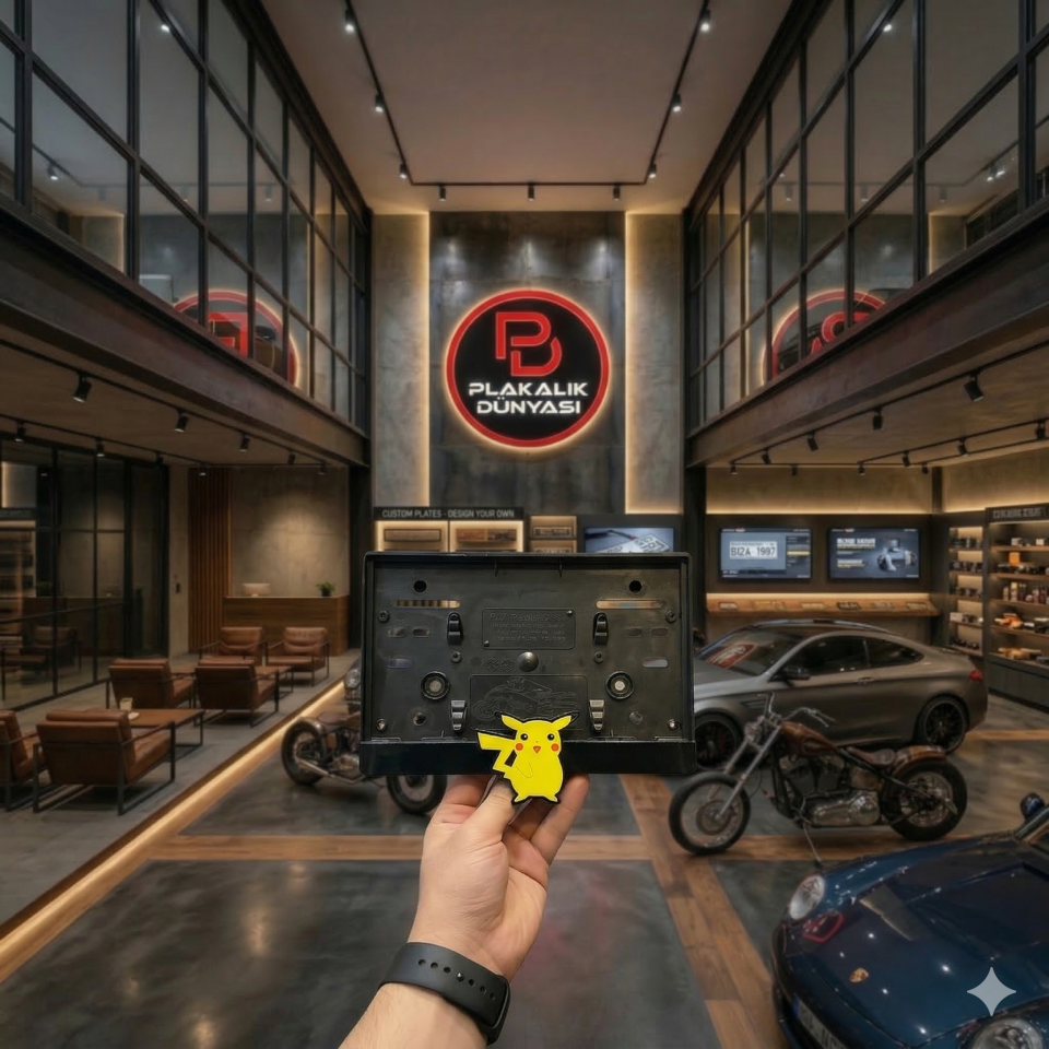 Pikachu Motor Plakalık 3D Takmatik Pleksi Lazer Kesim Universal (Tek Adet) pikachu plakalık, motor plakalık,