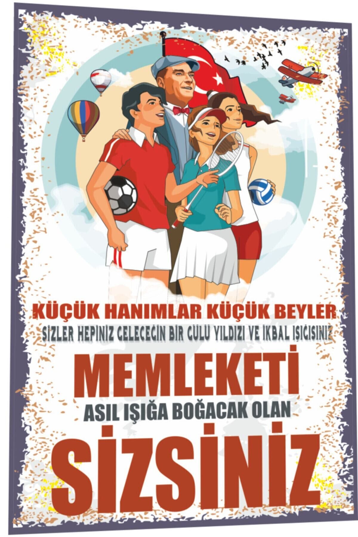 Mustafa Kemal Atatürk Küçük Hanımlar Küçük Beyler Retro Ahşap Poster 814
