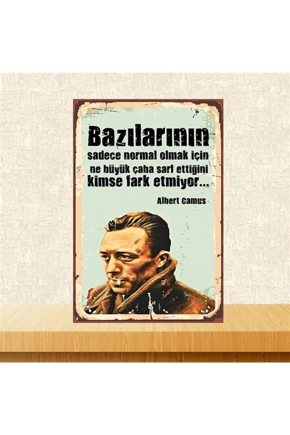 Sadece Normal Olmak Için Albert Camus Retro Ahşap Poster 20x30 cm