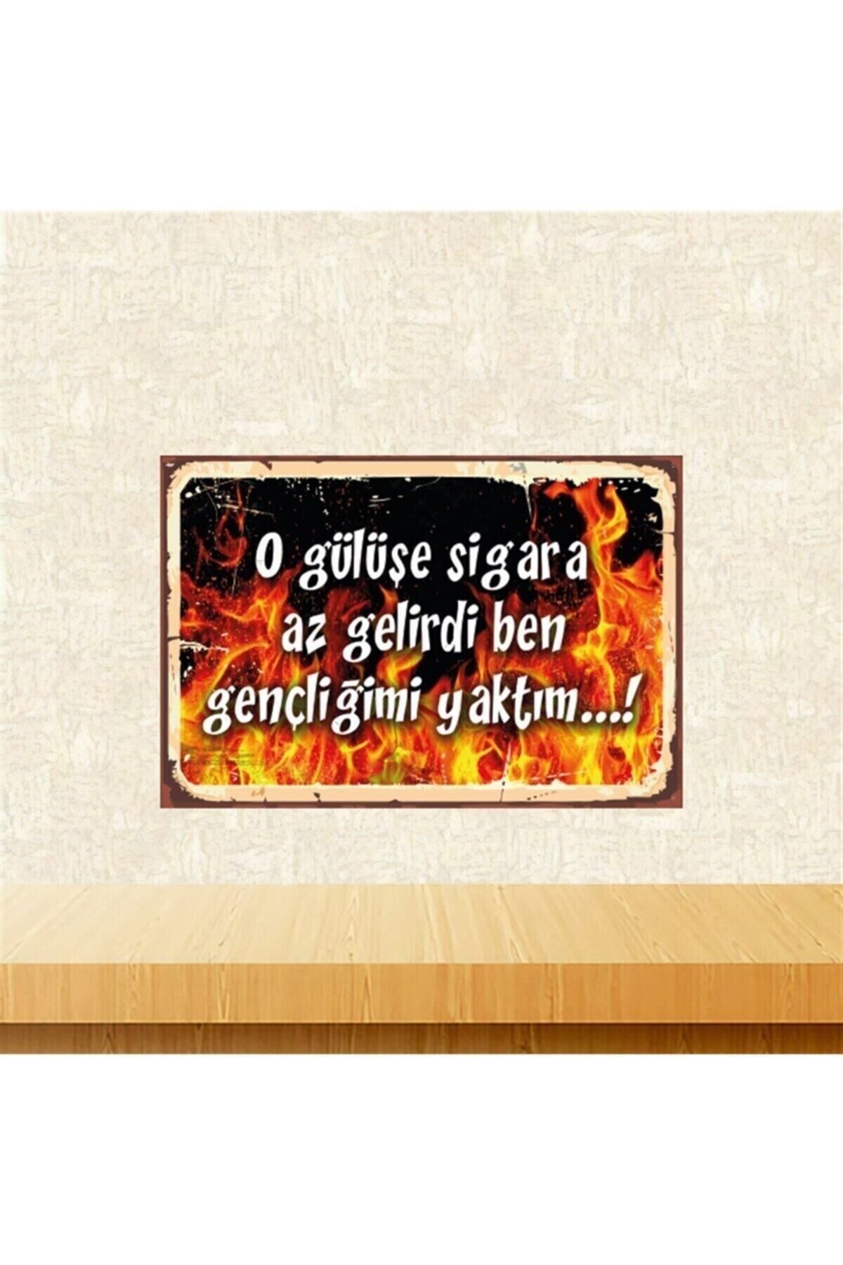 O Gülüşe Sigara Az Gelirdi 20-30 Cm Retro Ahşap Tablo Tkfx5458
