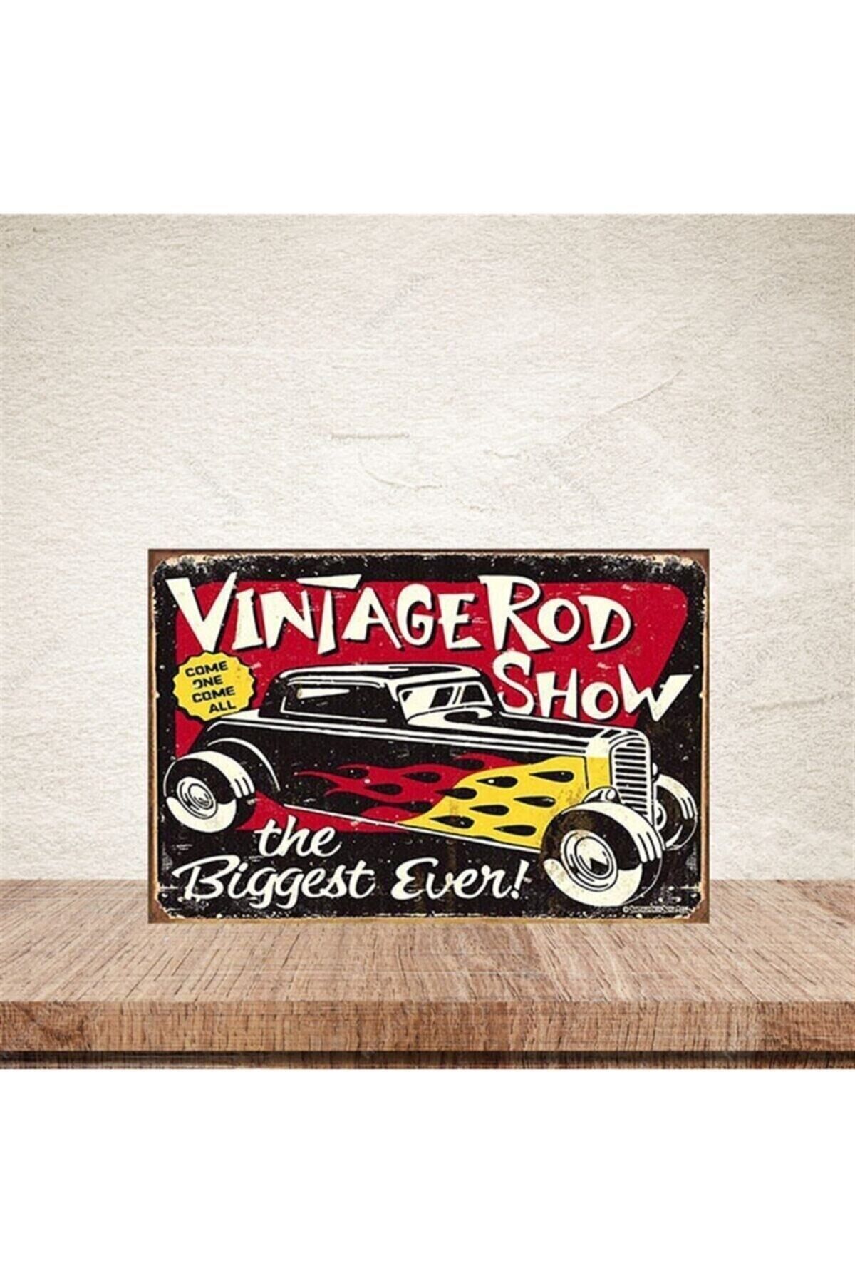 Wintage Rod Show 20-30 Cm Retro Ahşap Poster