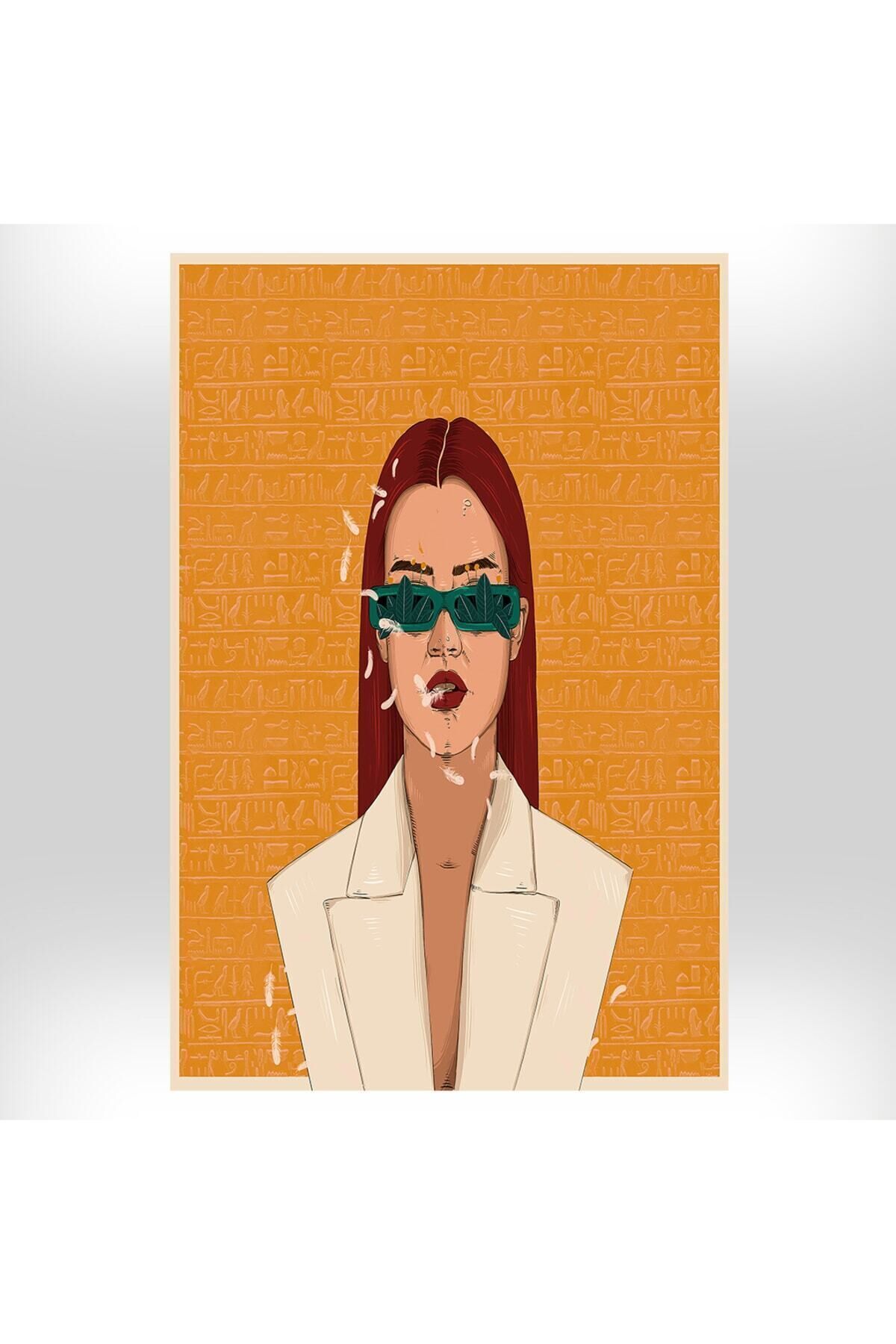 Gözlüklü Kadın Tasarımlı 20x30 Cm Retro Ahşap Tablo