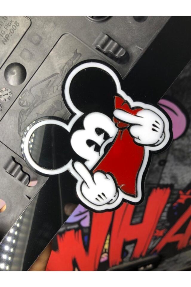 Mickey Mouse 3D Motor Plakalık Pleksi Takmatik Lazer Kesim (Universal)