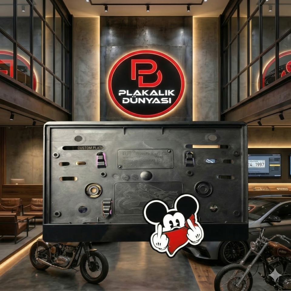 Mickey Mouse 3D Motor Plakalık Pleksi Takmatik Lazer Kesim (Universal)