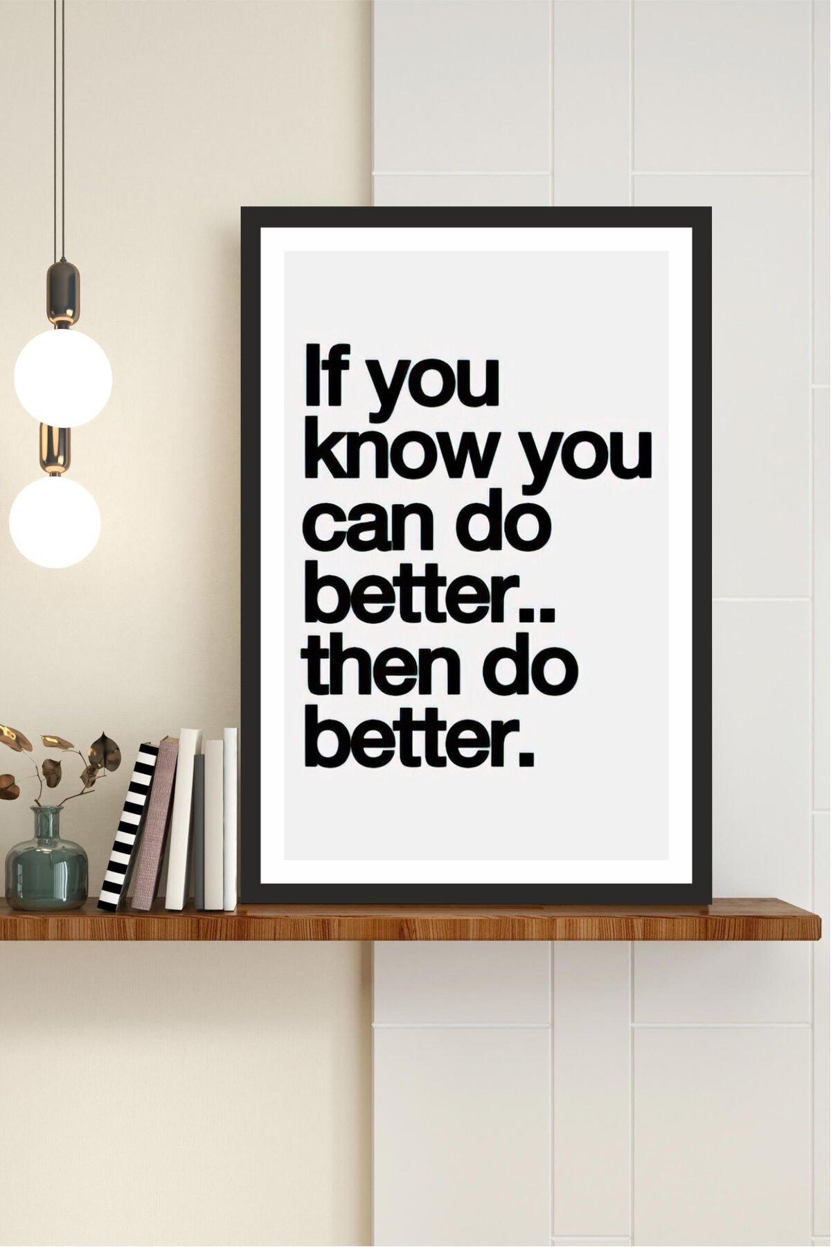 motto yazılı çerçeve görünümlü mdf tablo