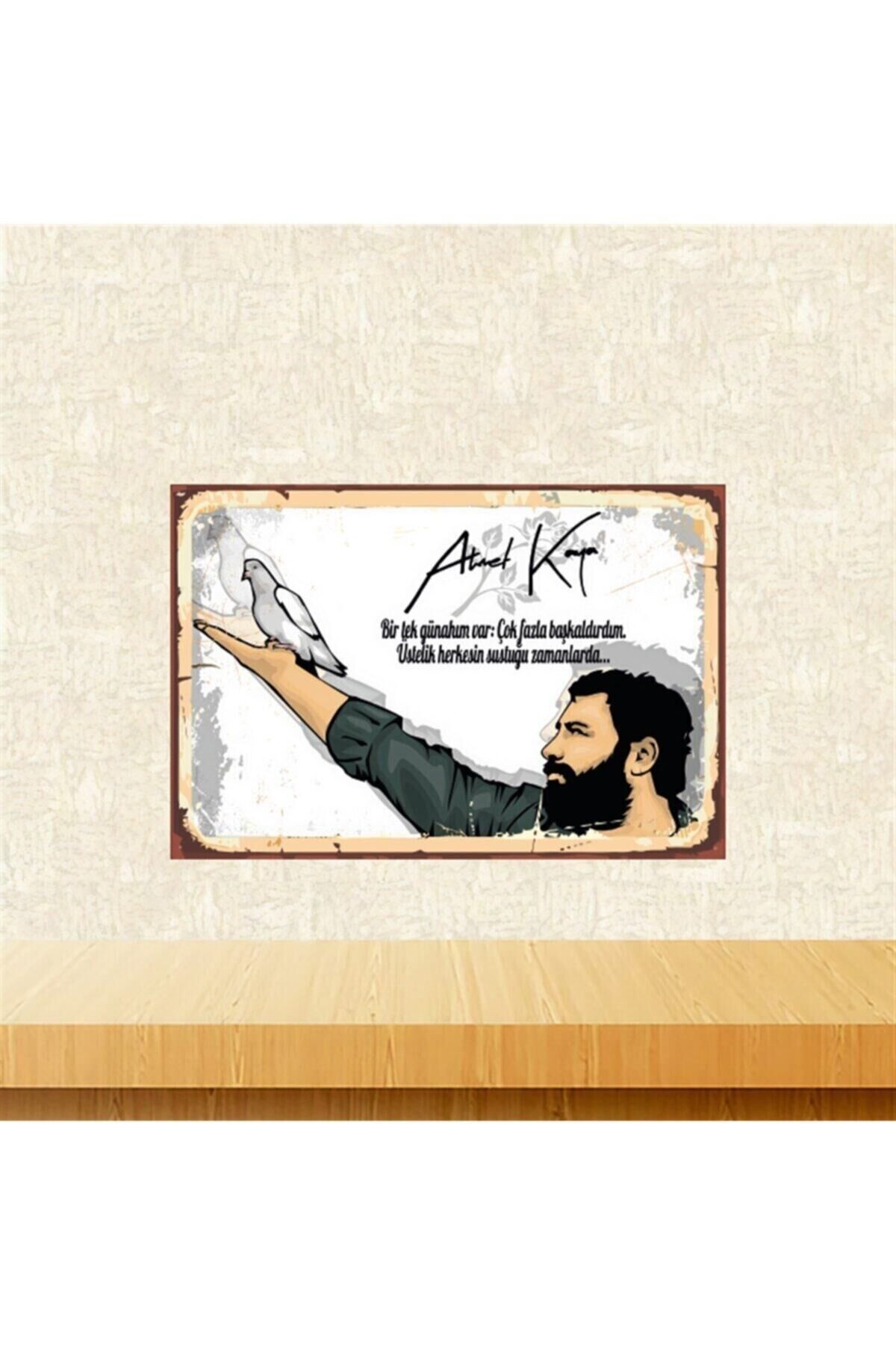 Ahmet Kaya Bir Tek Günahım Var Tasarımlı 20-30 cm Retro Ahşap Tablo Tkfx5400