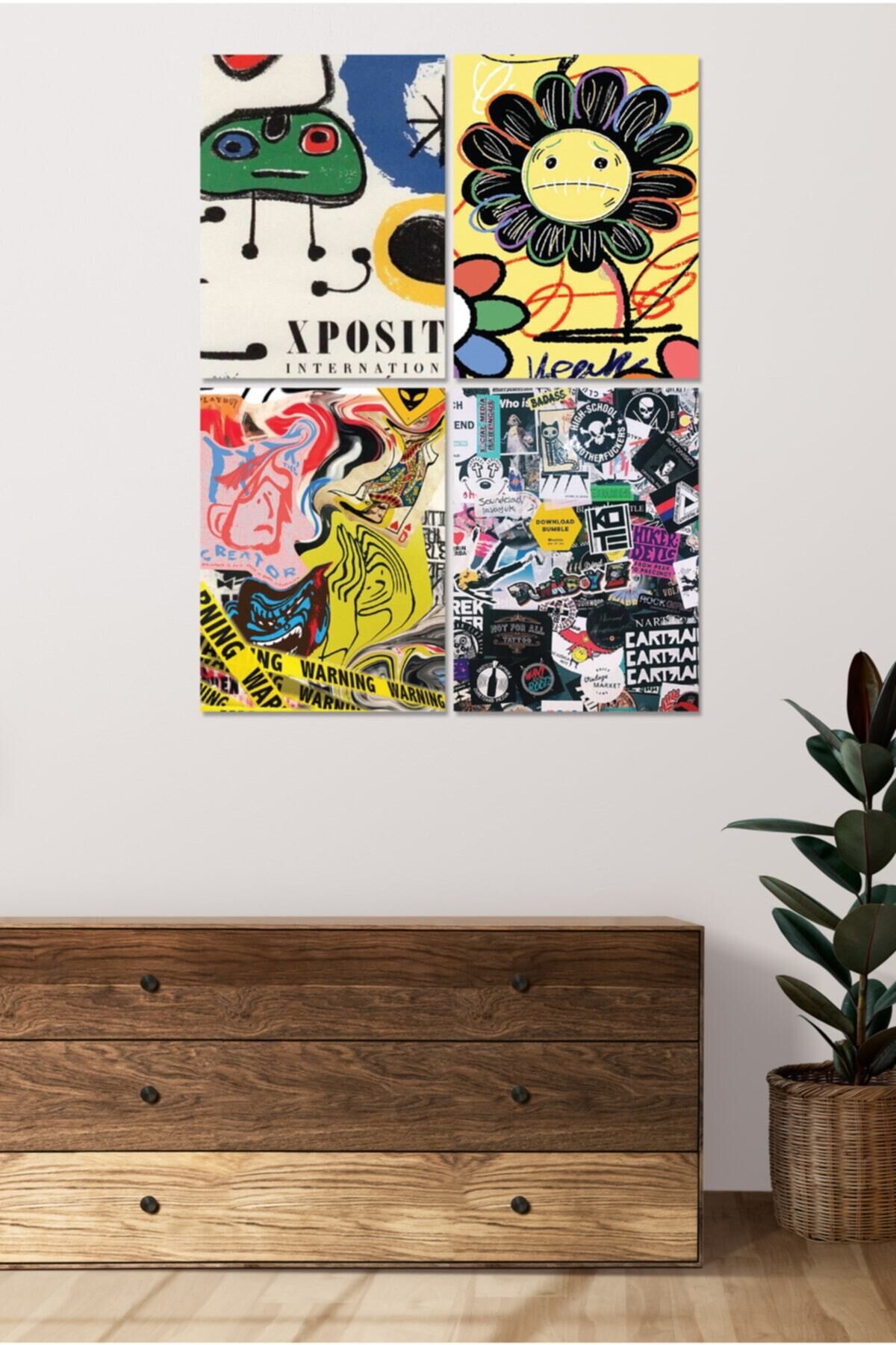 4 Parçalı Çerçeve Görünümlü Mdf Tablo Seti Dnu041