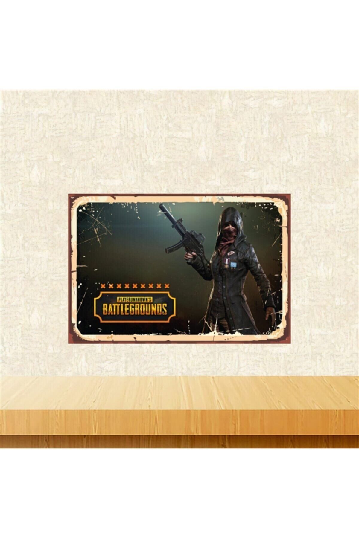 Playerunknown's Battlegrounds Tasarımlı 20-30cm Retro Ahşap Tablo Tkfx5655