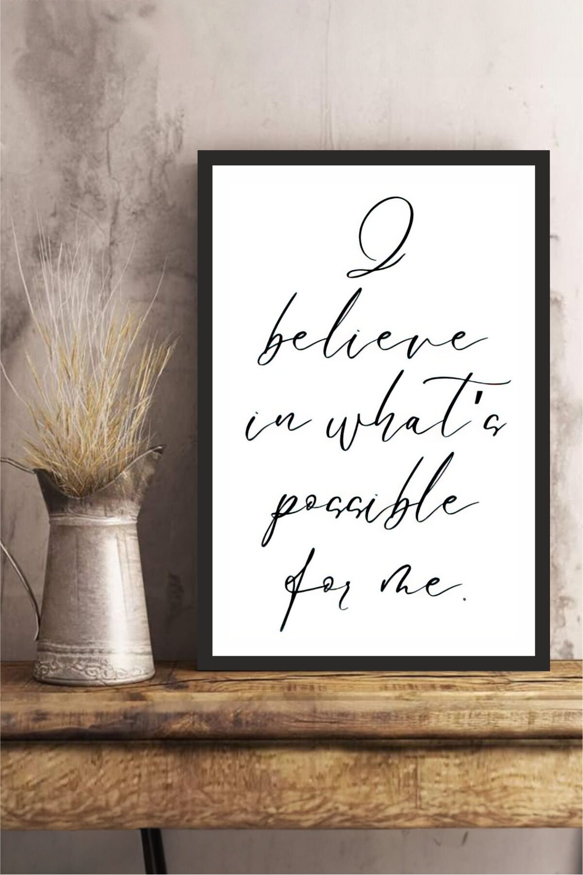 motto yazılı çerçeve görünümlü mdf tablo