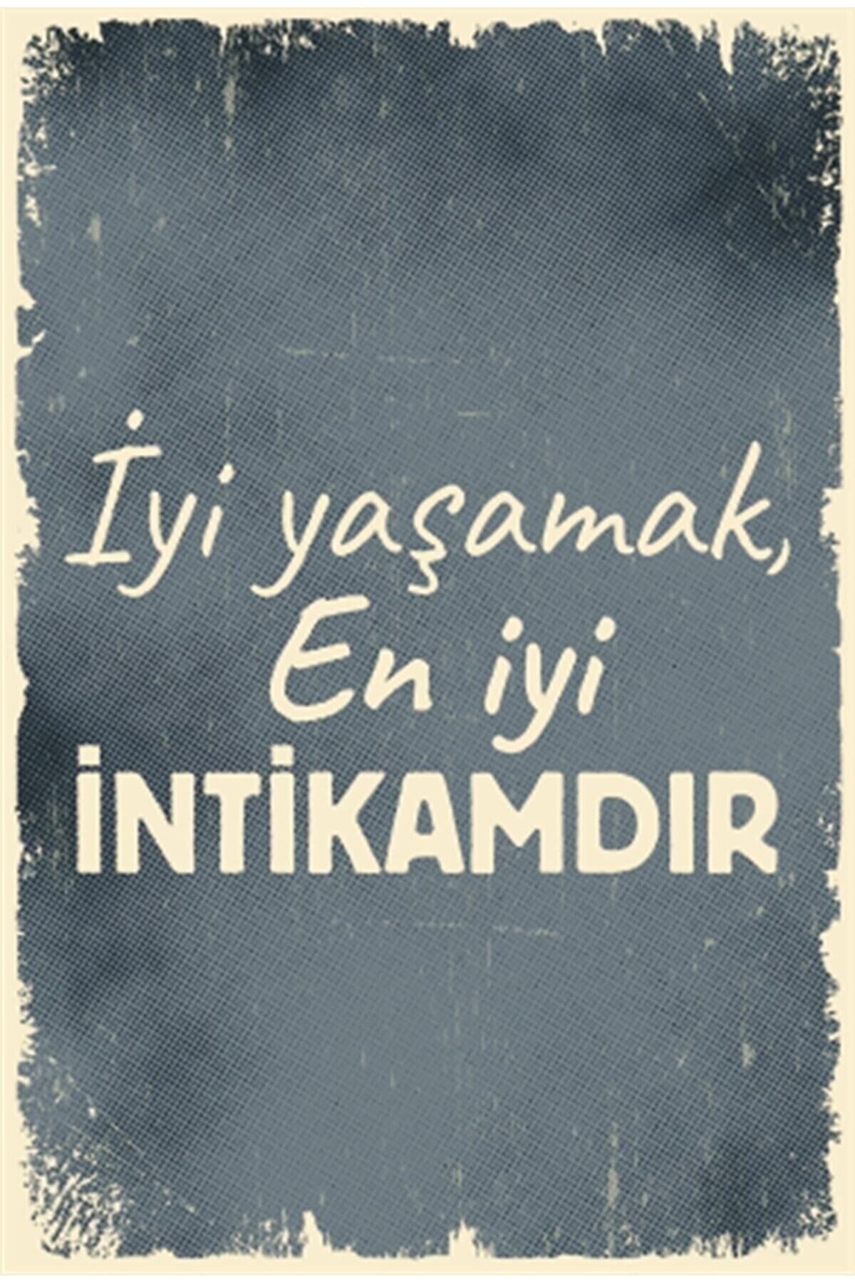 Iyi Yaşamak En Iyi Intikamdır Motivasyon Retro Ahşap Poster