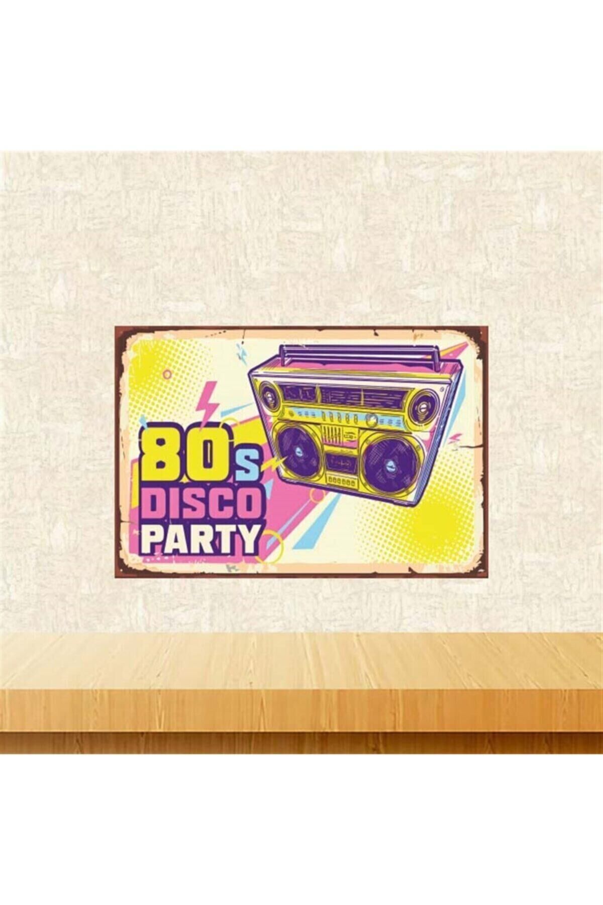 Disco Party 20-30 cm Retro Ahşap Poster Tkfx4171