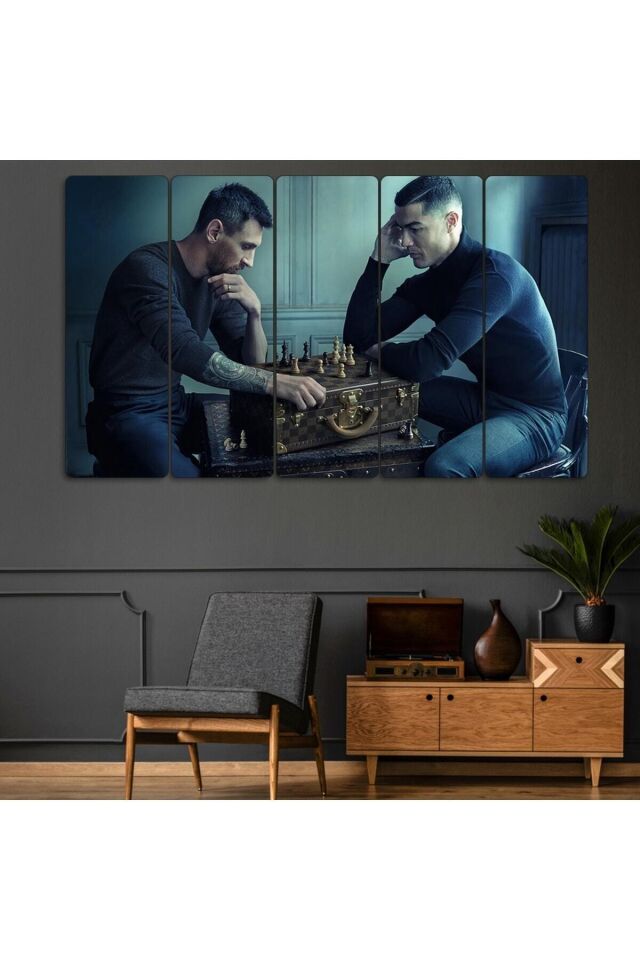 Cristiano Ronaldo Ve Messi - 5 Parçalı Tablo