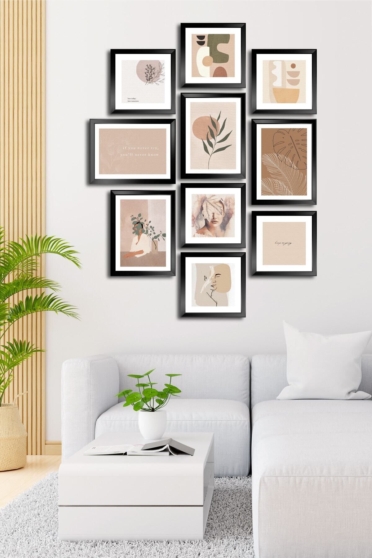 10 Parçalı Çerçeve Görünümlü Mdf Tablo Seti Flm084