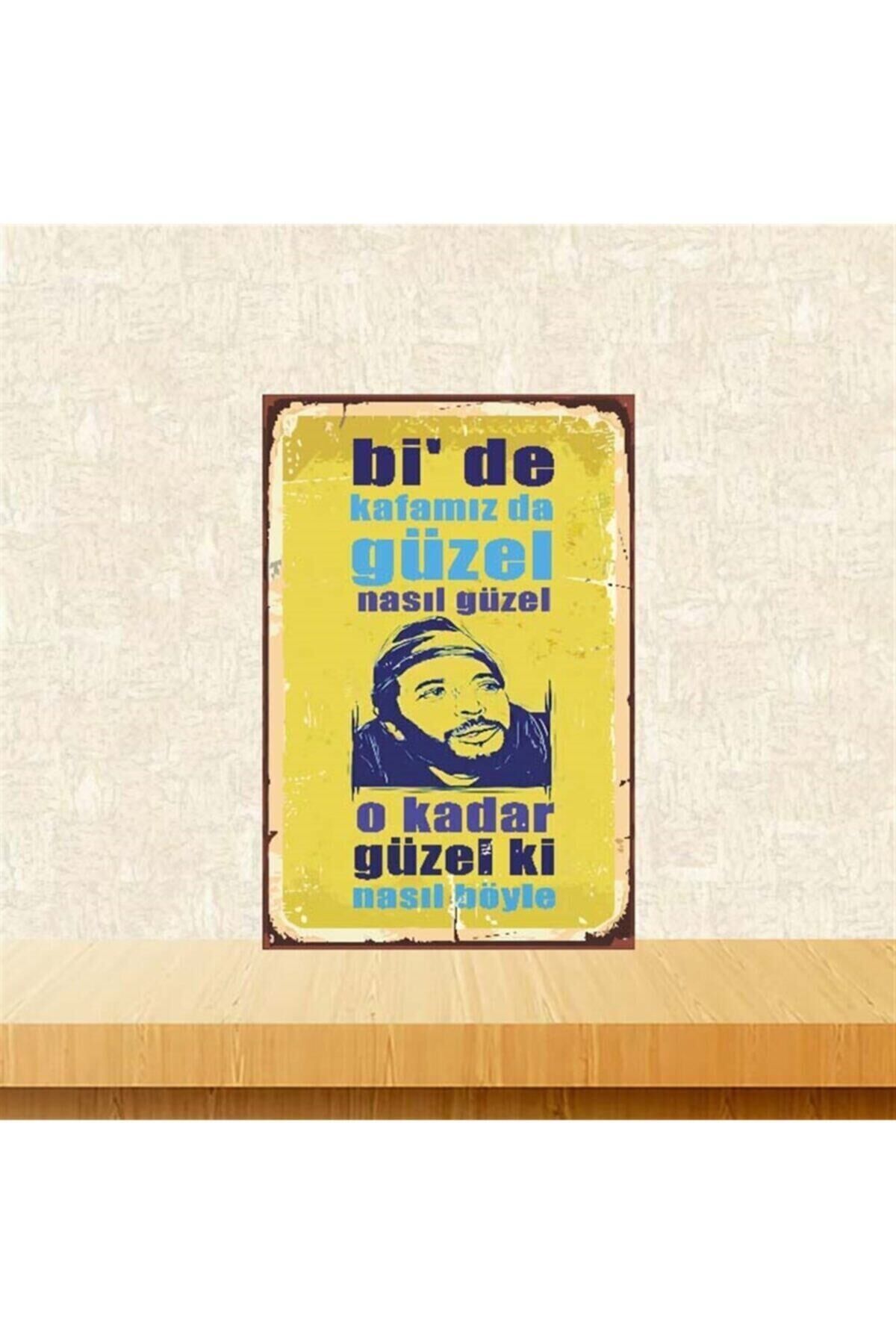 Bide Kafamız Da Güzel Retro Ahşap Poster 20x30 cm