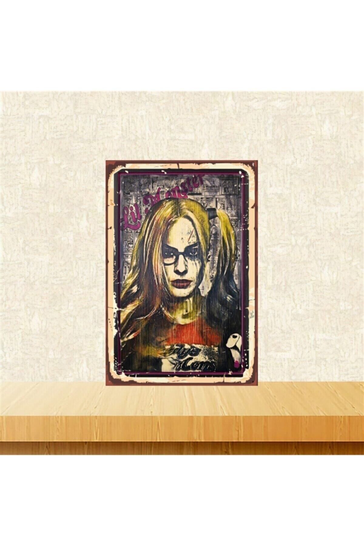 Harley Quinn Tasarım 20-30 Cm Retro Ahşap Tablo Tkfx5835