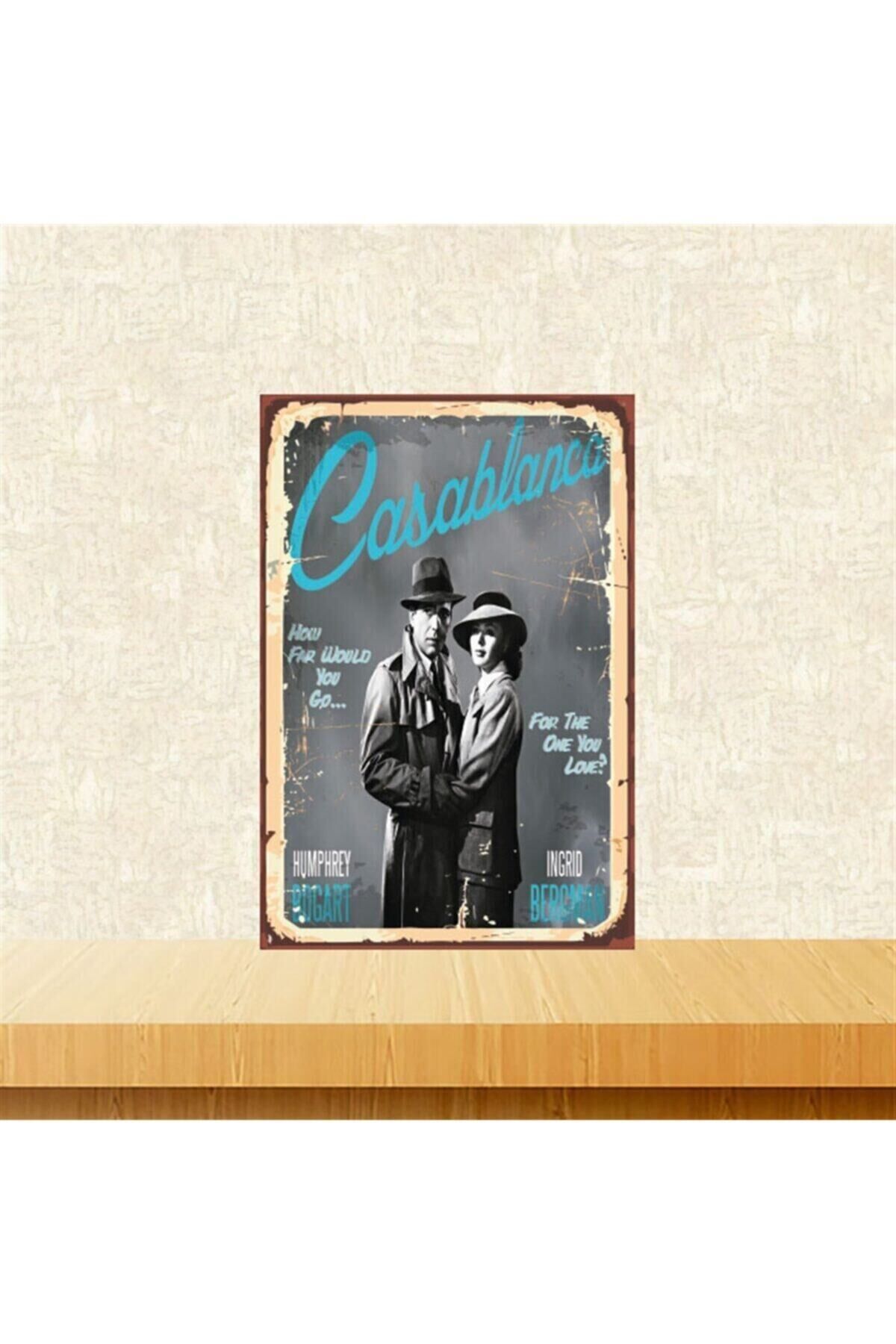 Casablanca Humphrey Bogart&ıngrid Bergman 20-30 Cm Retro Ahşap Tablo Tkfx5227