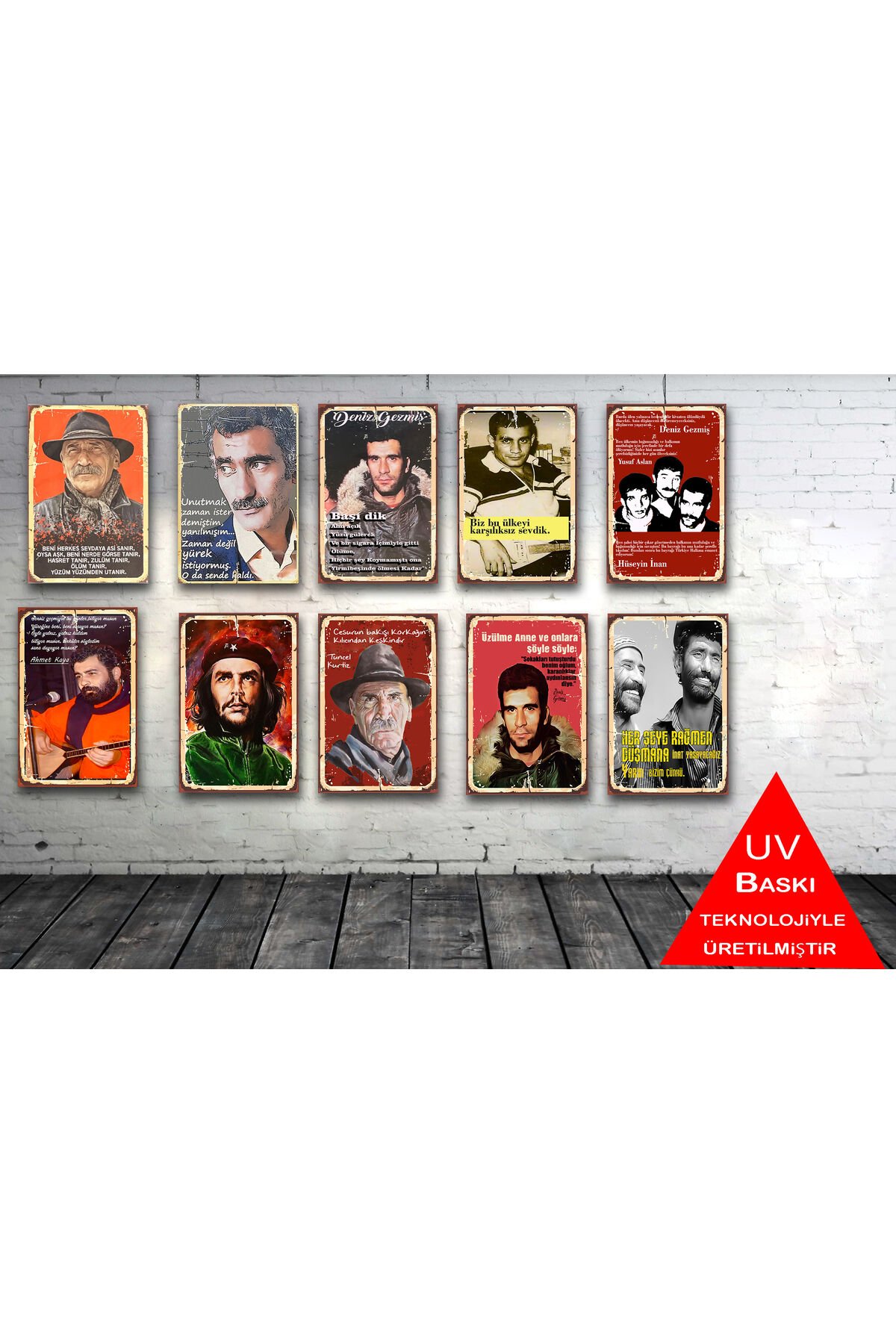 Ahmet Kaya Yılmaz Güney Deniz Gezmiş Che Guevara Tuncel Kurtiz 10 Adet 20 x 30 CM MDF Tablo Seti