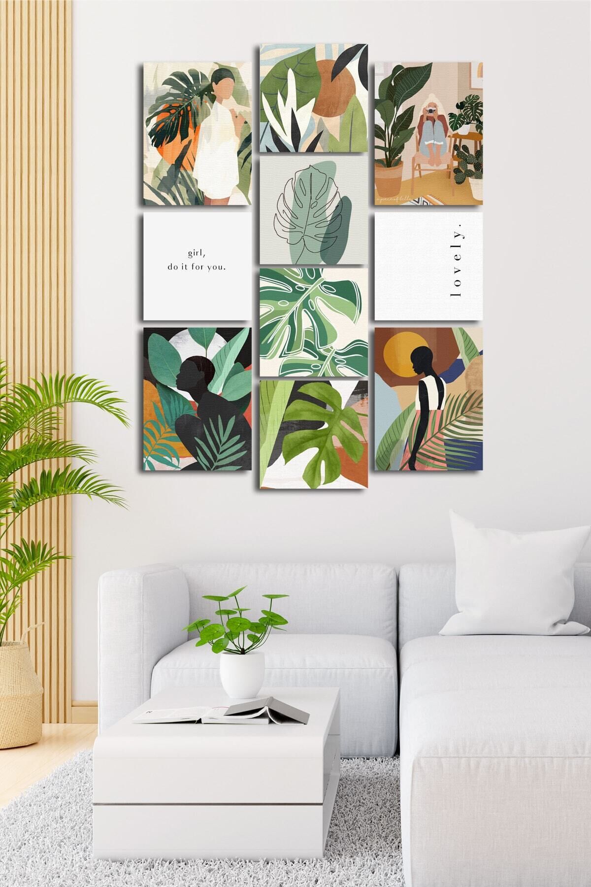 10 Parçalı Çerçeve Görünümlü Mdf Tablo Seti Flm004