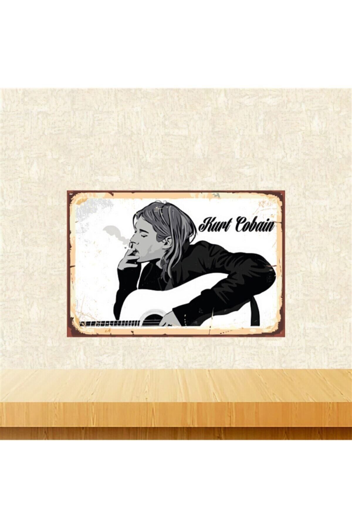 Kurt Cobain Retro Ahşap Tablo Tkfx5506 20-30 cm