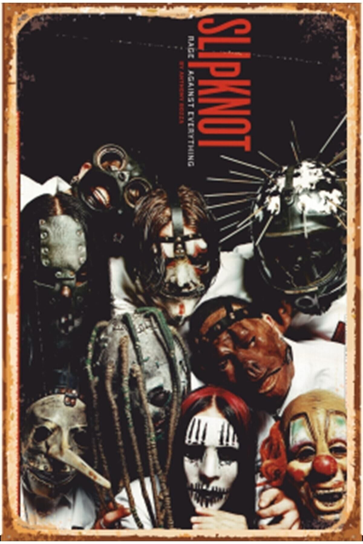 Slipknot Afiş Rock Müzik Retro Ahşap Poster