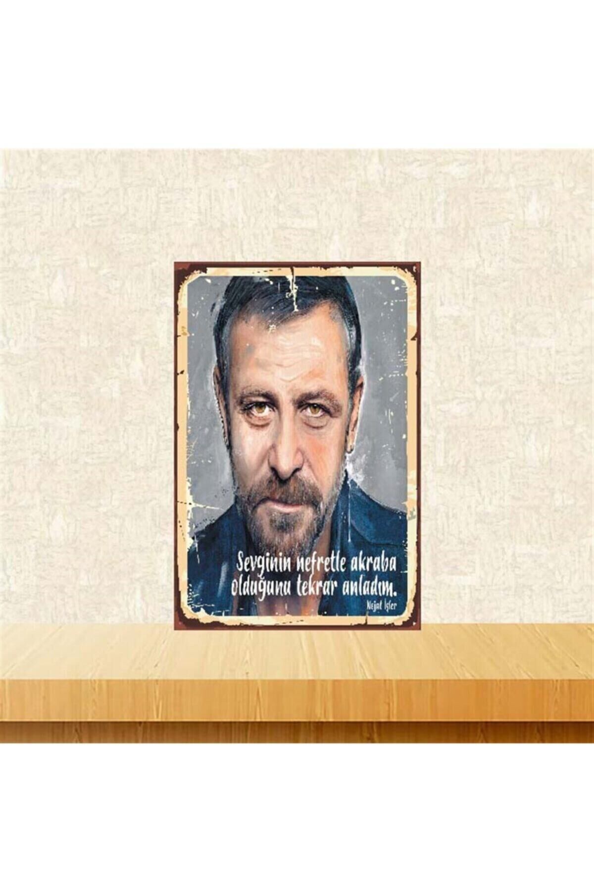 Nejat Işler 20-30 Cm Retro Ahşap Poster Tkfx3976