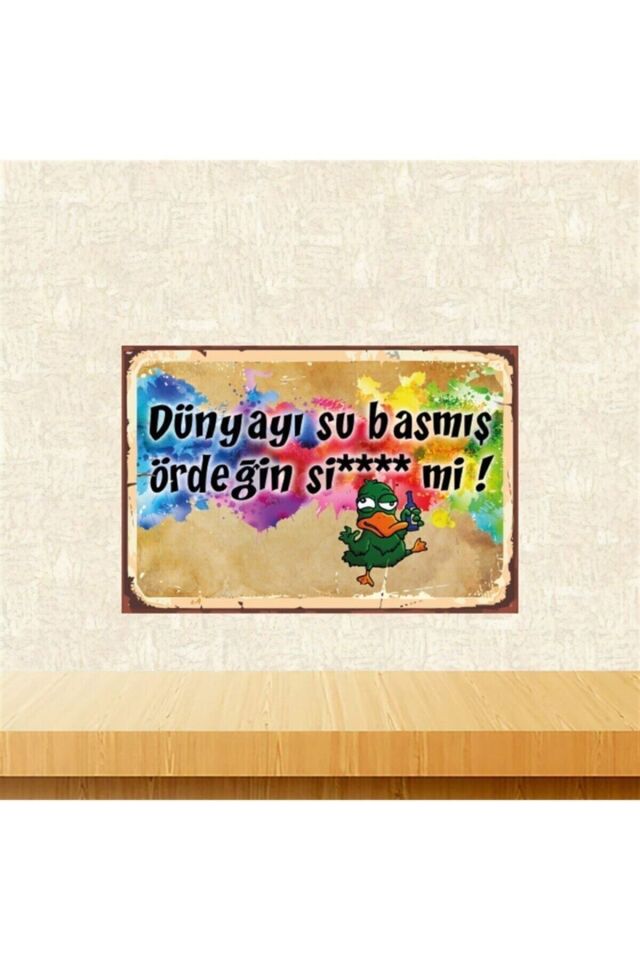 Dünyayı Su Basmış Retro Ahşap Tablo Tkfx5474 20-30 Cm