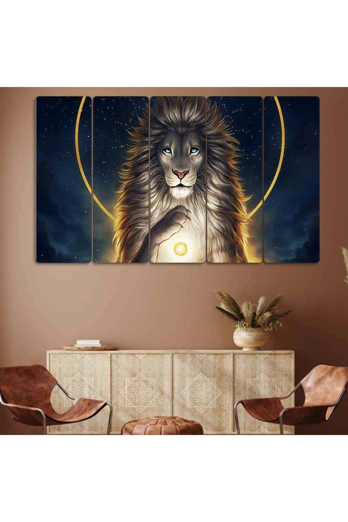 Güneş Aslan Burcunda - 5 Parçalı Tablo
