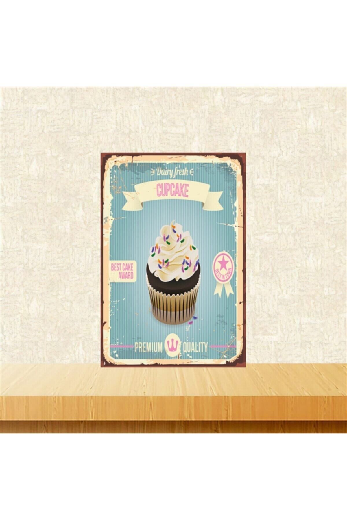 Cupcake Best Cake 20-30 Cm Retro Ahşap Tablo Tkfx5281
