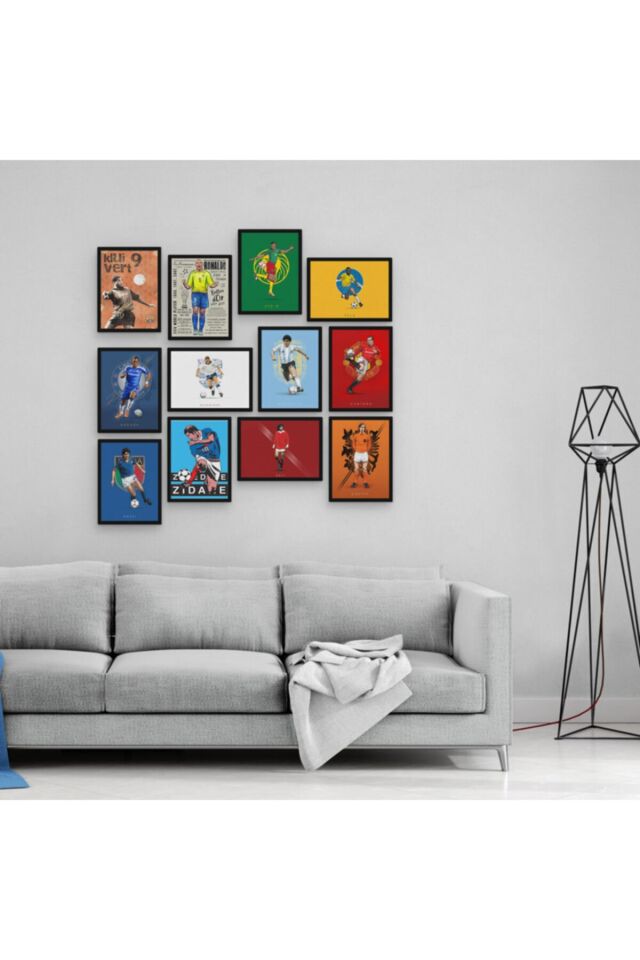 Ünlü Futbolcular 12 Parça Ahşap Mdf Tablo Zlltb402