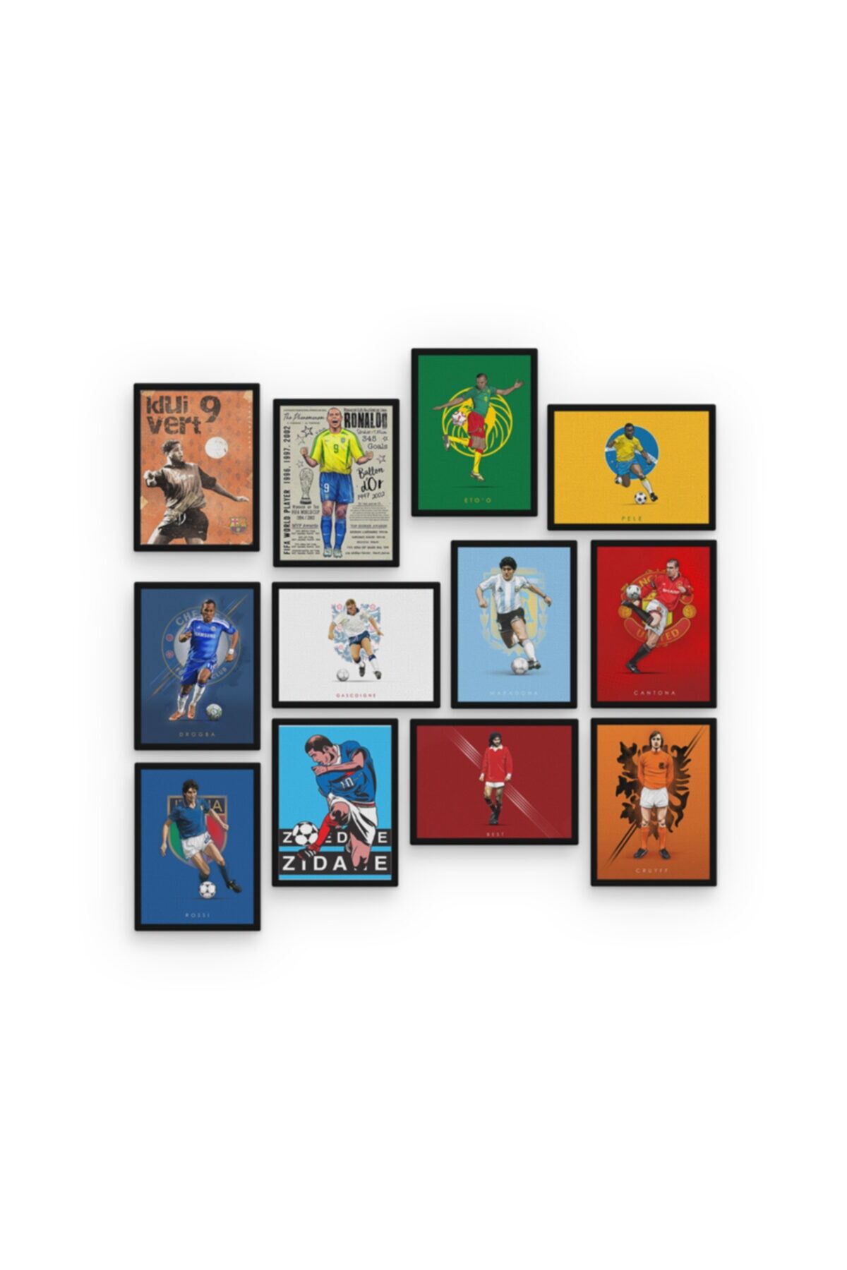 Ünlü Futbolcular 12 Parça Ahşap Mdf Tablo Zlltb402