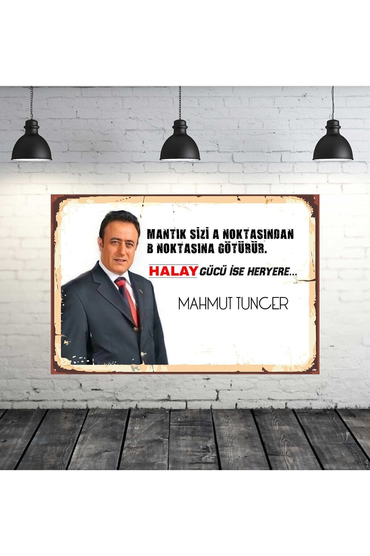 Mahmut Tuncer Halay Gücü İse Heryerde Tasarımlı 20x30 Cm Retro Ahşap Tablo