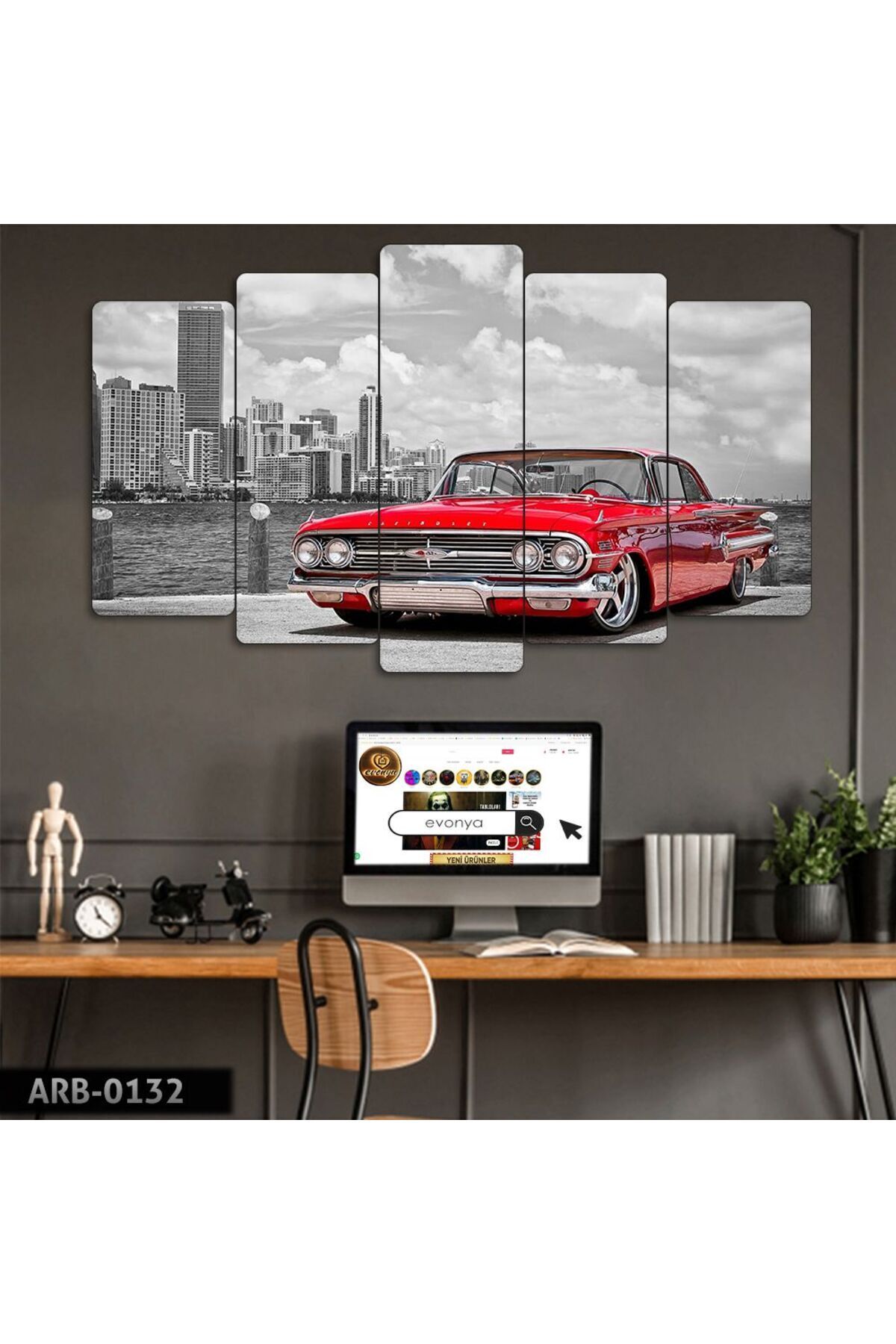 Klasik Araba - 5 Parçalı Tablo