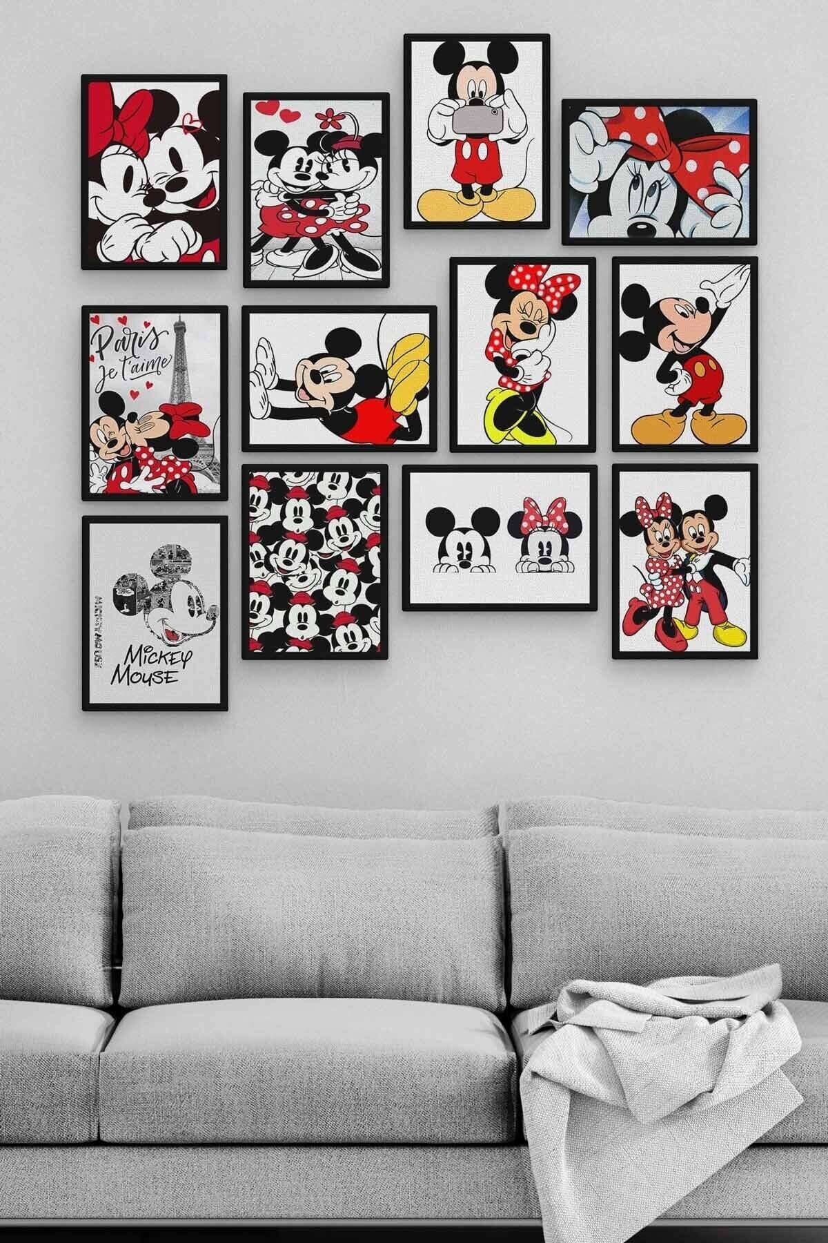 Mickey Mouse 12 Parça Ahşap Mdf Tablo Zlltb276