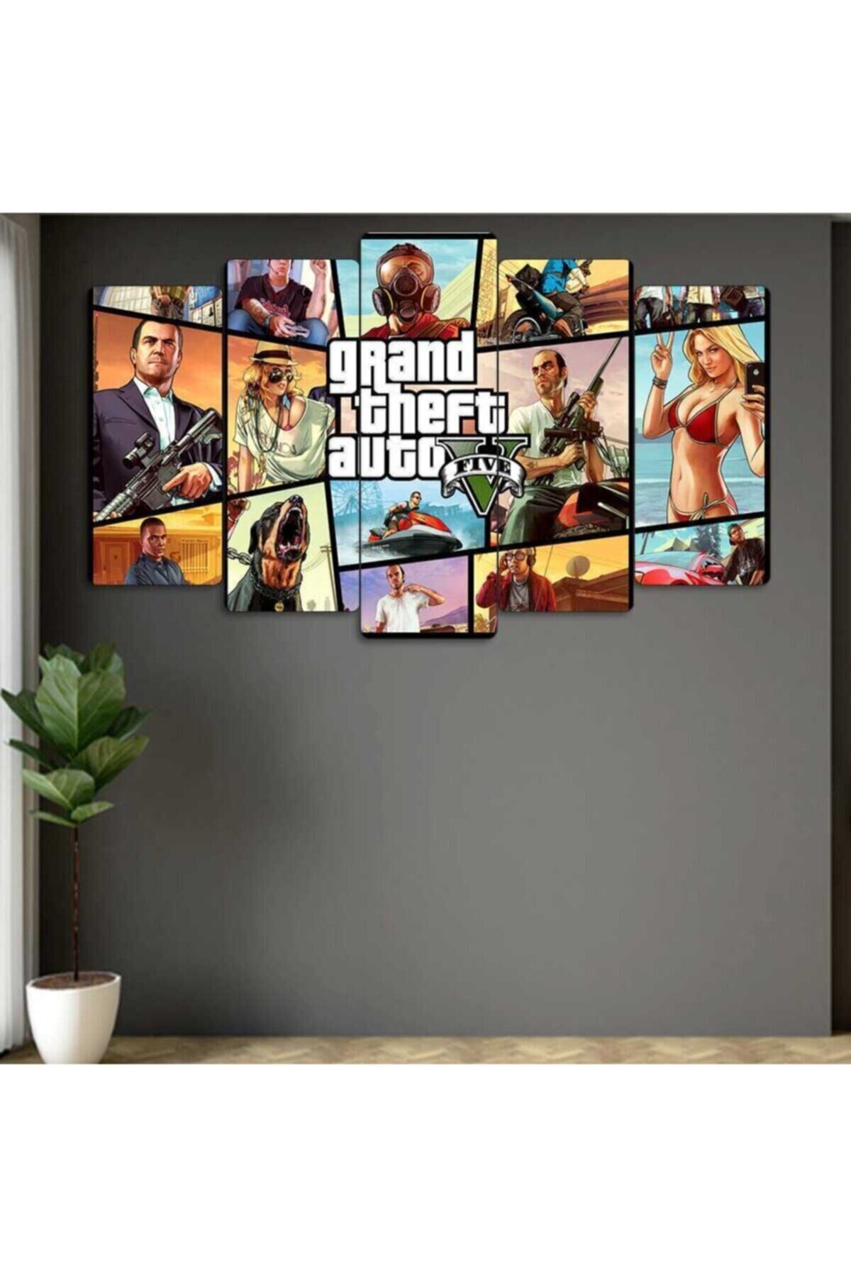 Gta V - 5 Parçalı Tablo