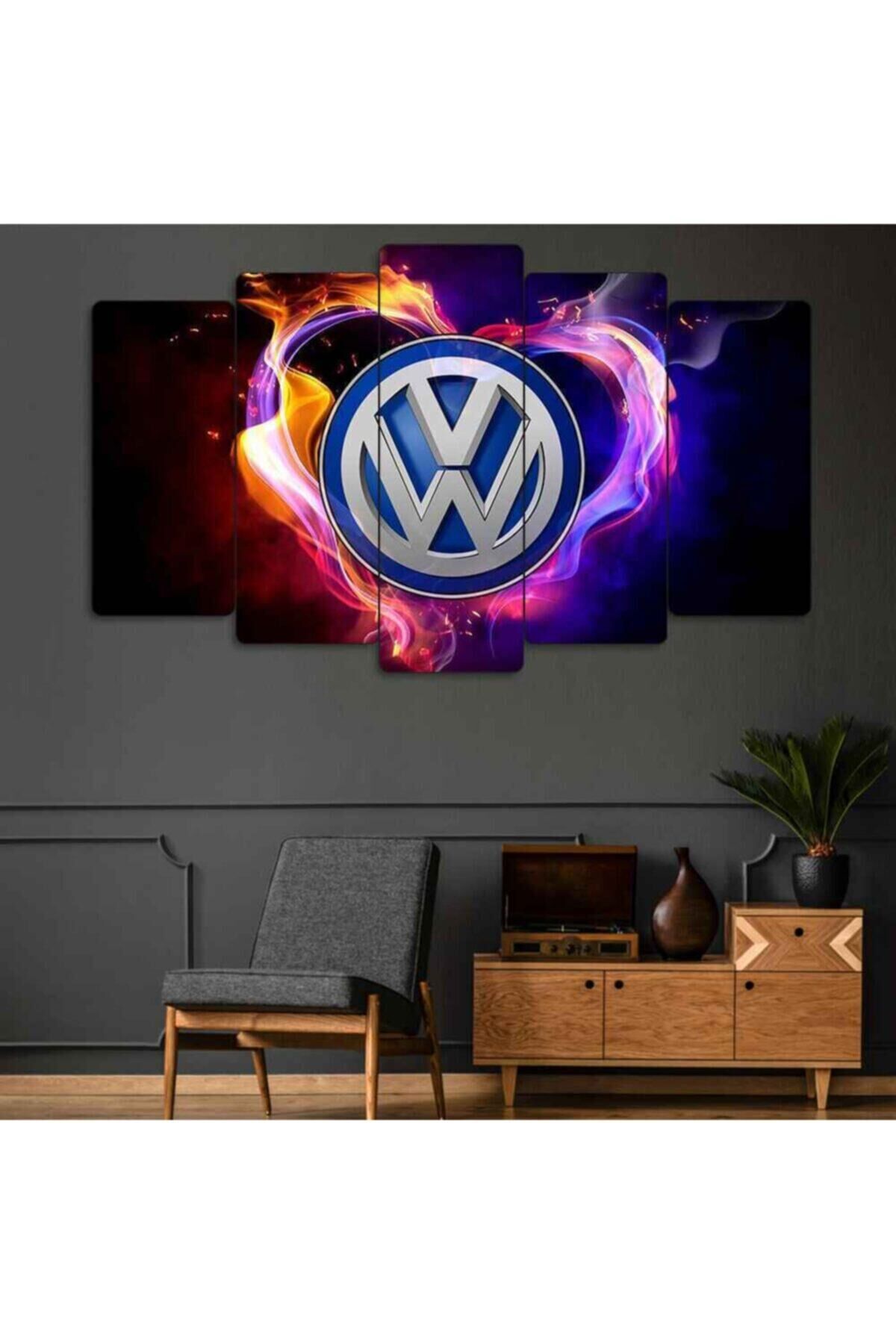 Volkswagen Logo 5 Parçalı Tablo