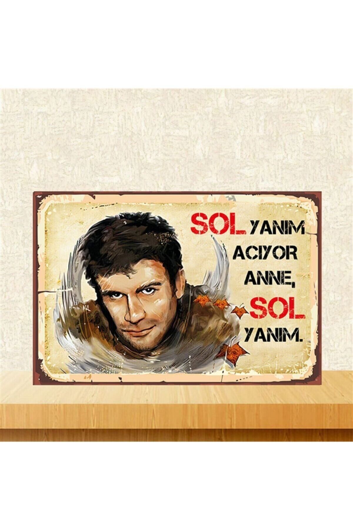 Sol Yanım Acıyor Anne 20x30 cm Retro Ahşap Poster