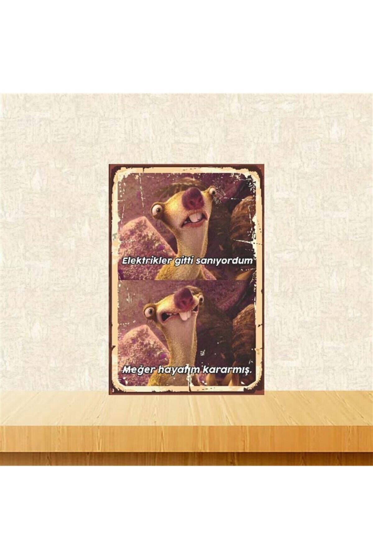 Elektrikler Gitti Sanıyordum Retro Ahşap Poster 20x30 cm