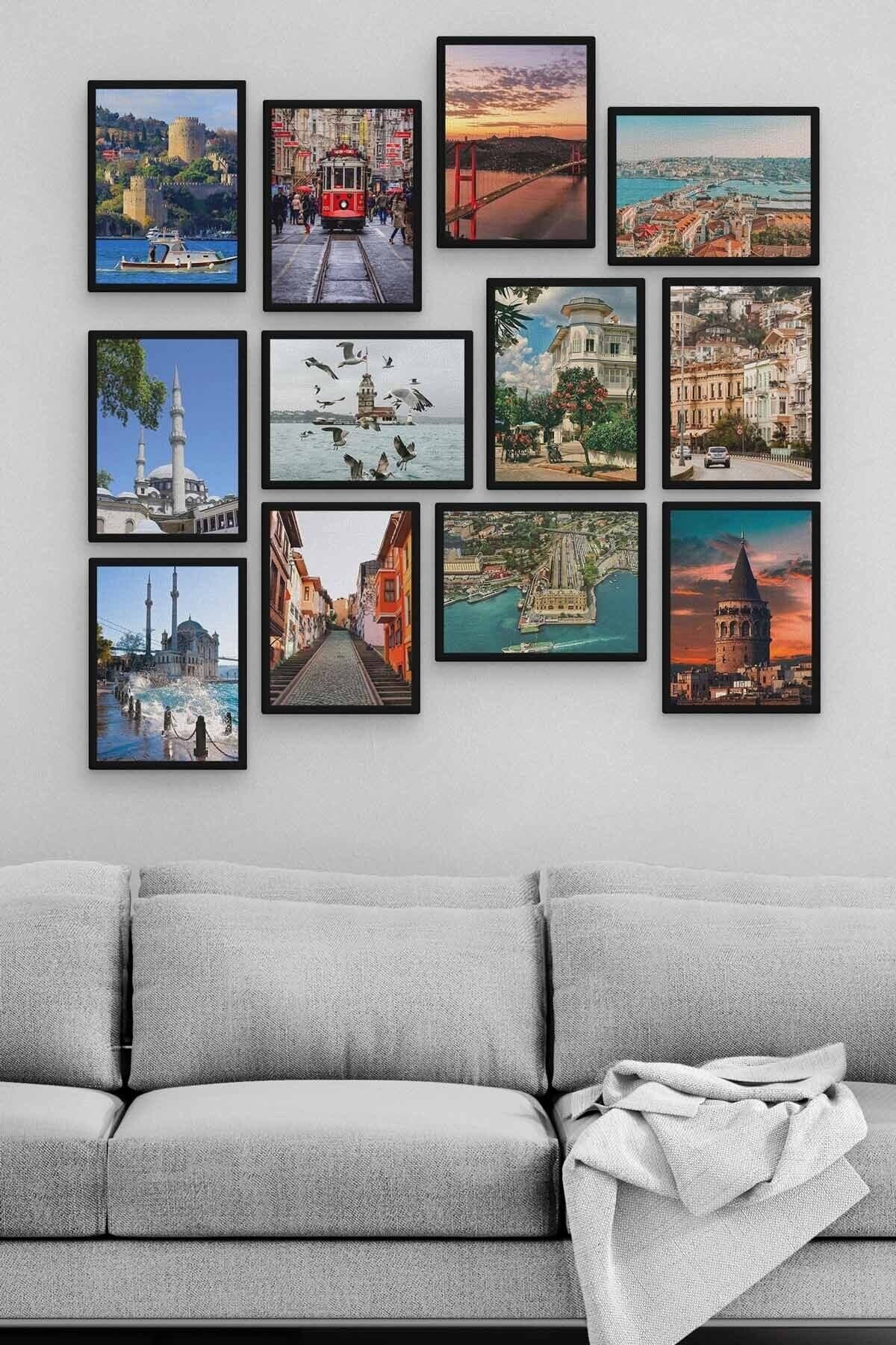 Istanbul 12 Parça Ahşap Mdf Tablo Zlltb152