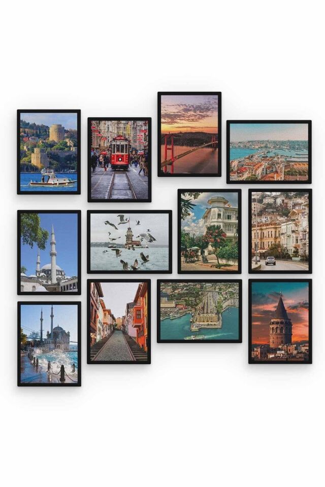 Istanbul 12 Parça Ahşap Mdf Tablo Zlltb152