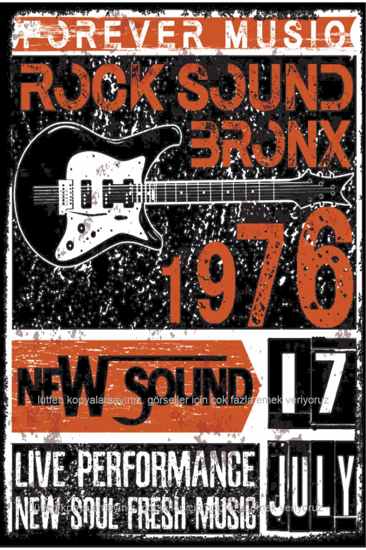 rock soung bronx müzik gitar ev dekorasyon tablo retro ahşap poster