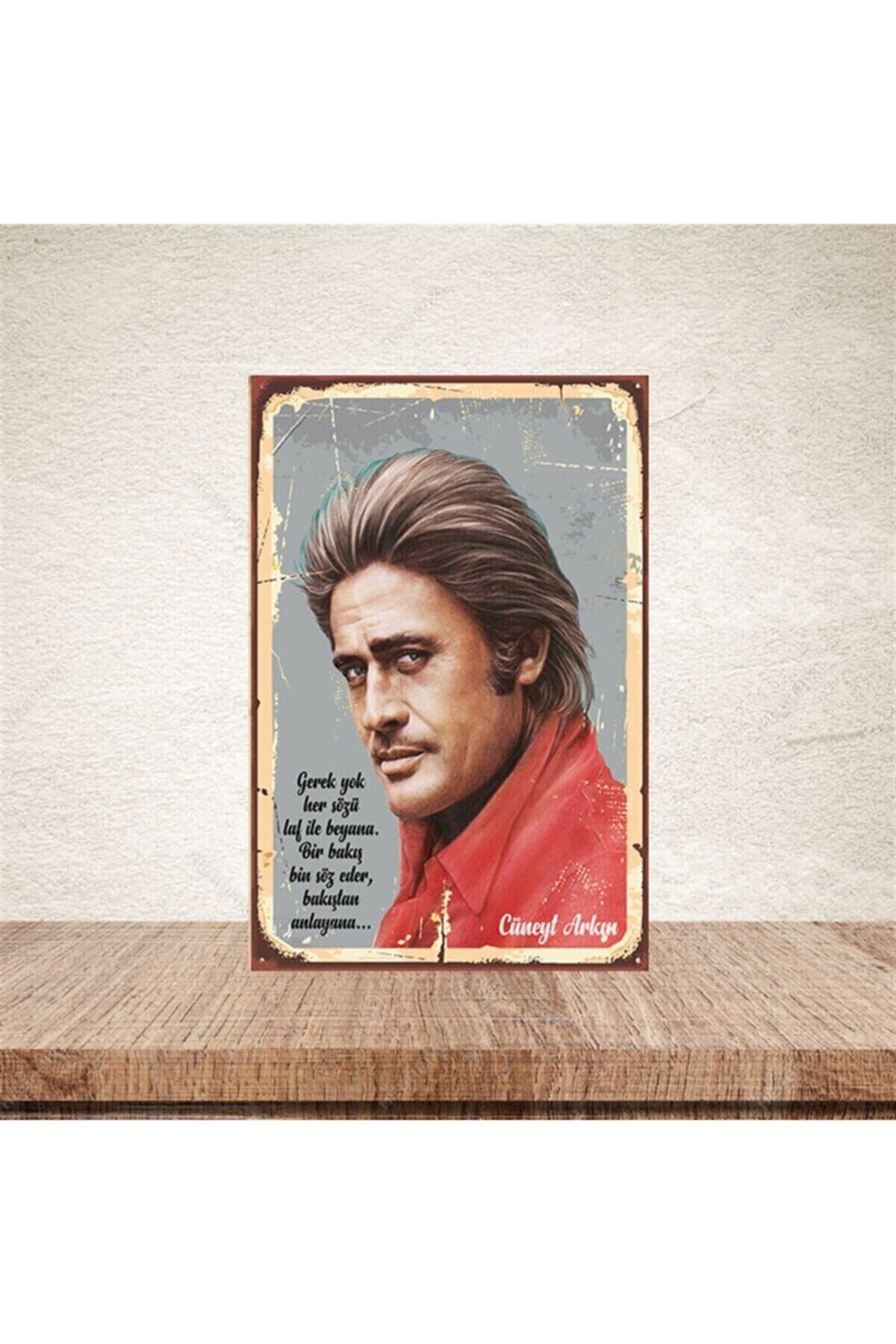 Bir Bakış Bin Söz Eder Cüneyt Arkın 20-30 Cm Retro Ahşap Poster