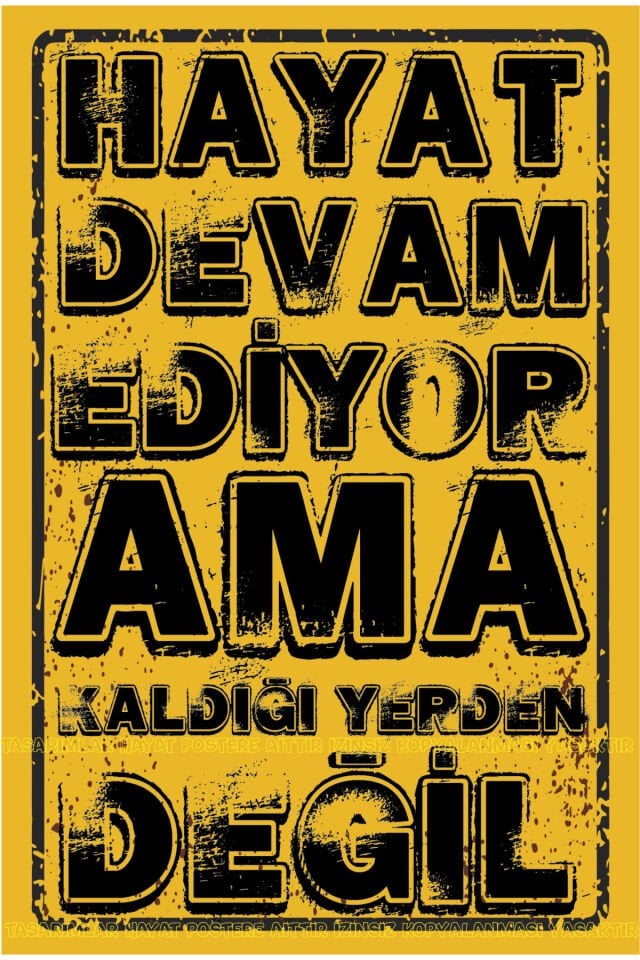 Hayat devam ediyor / Motivasyon duvar yazıları ev dekor retro ahşap poster