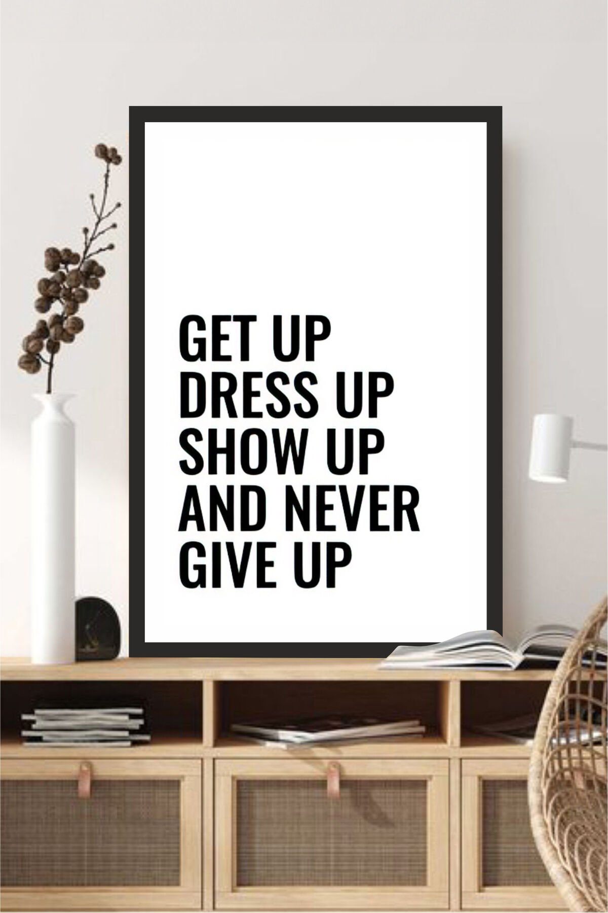 motto yazılı çerçeve görünümlü mdf tablo