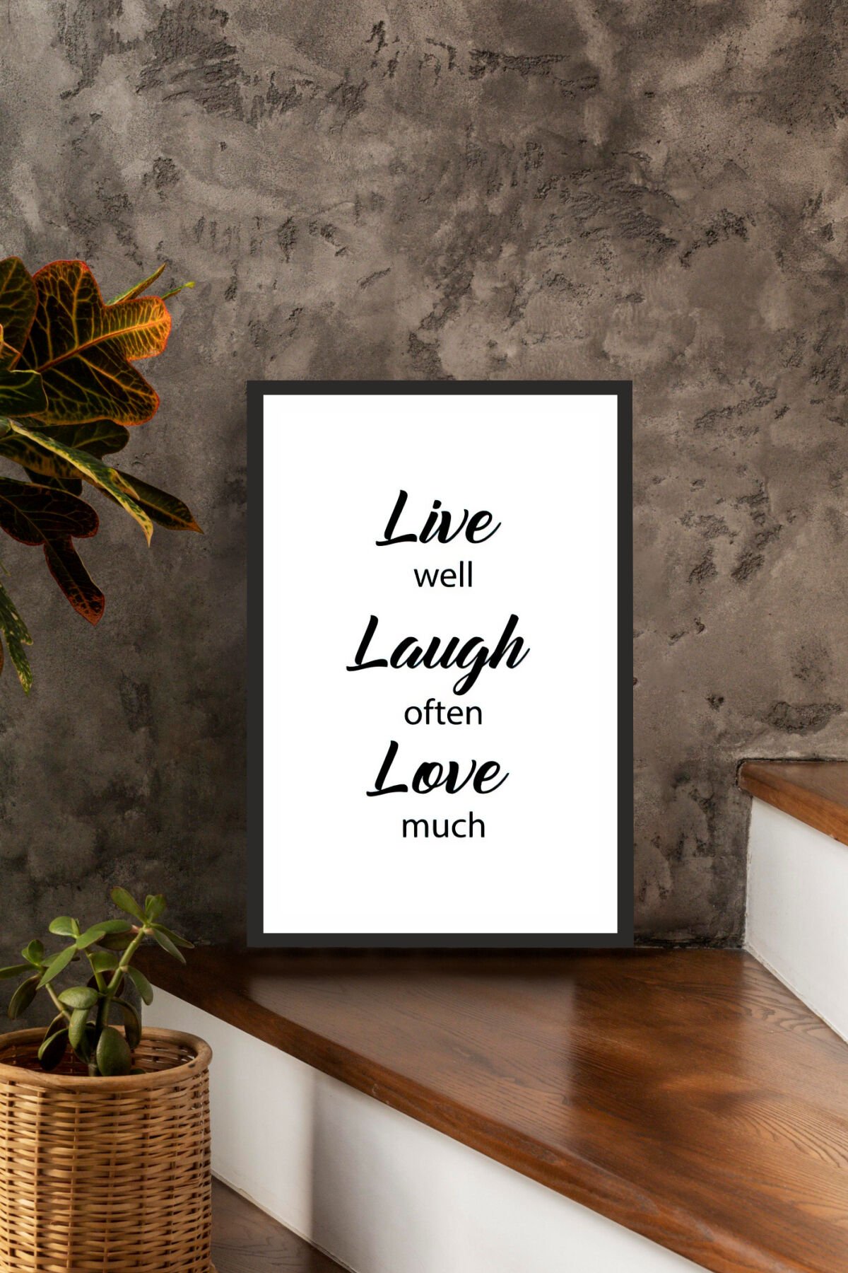 motto yazılı çerçeve görünümlü mdf tablo