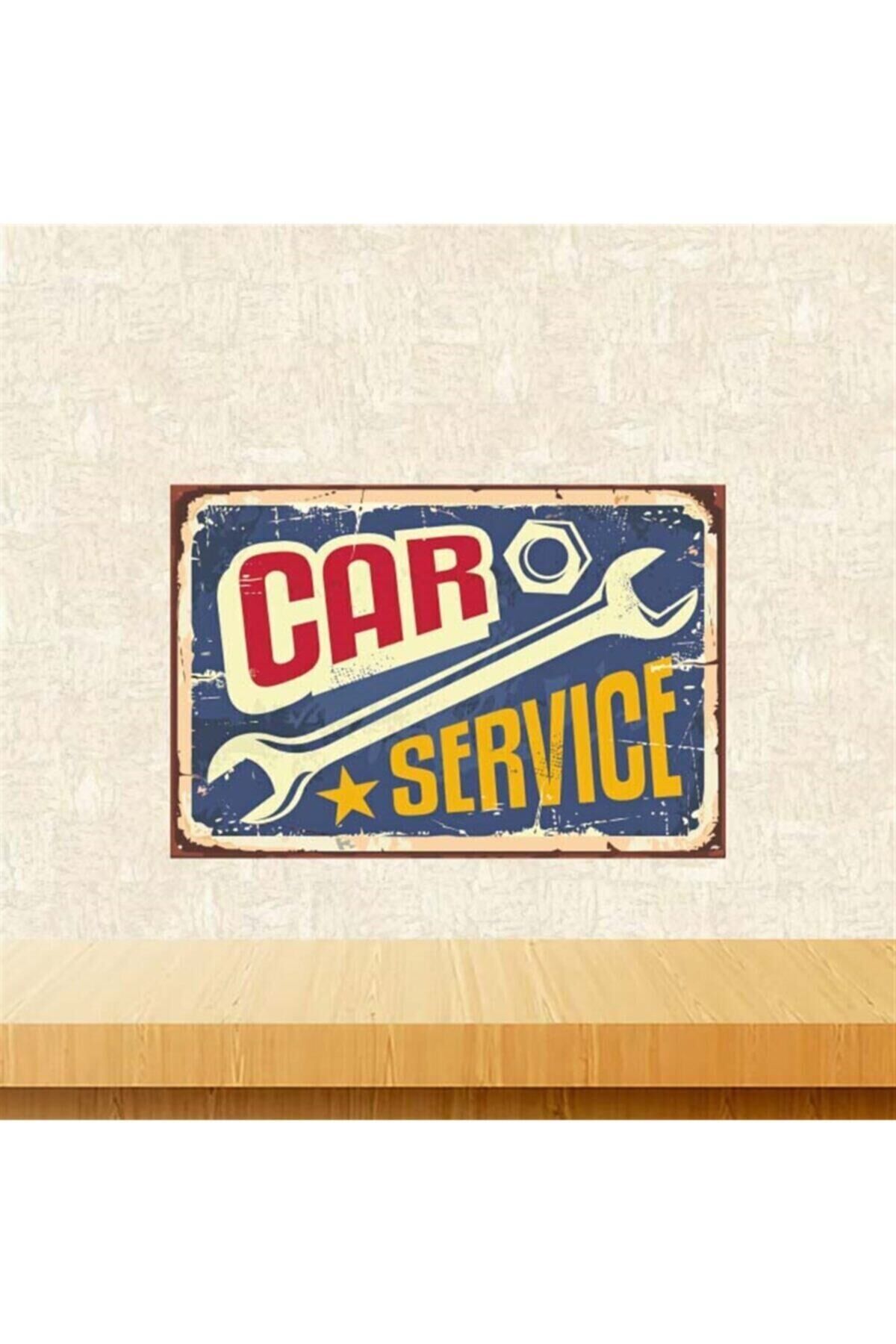 Kırmızı Car Service Retro Ahşap Poster Tkfx4186 20-30 cm