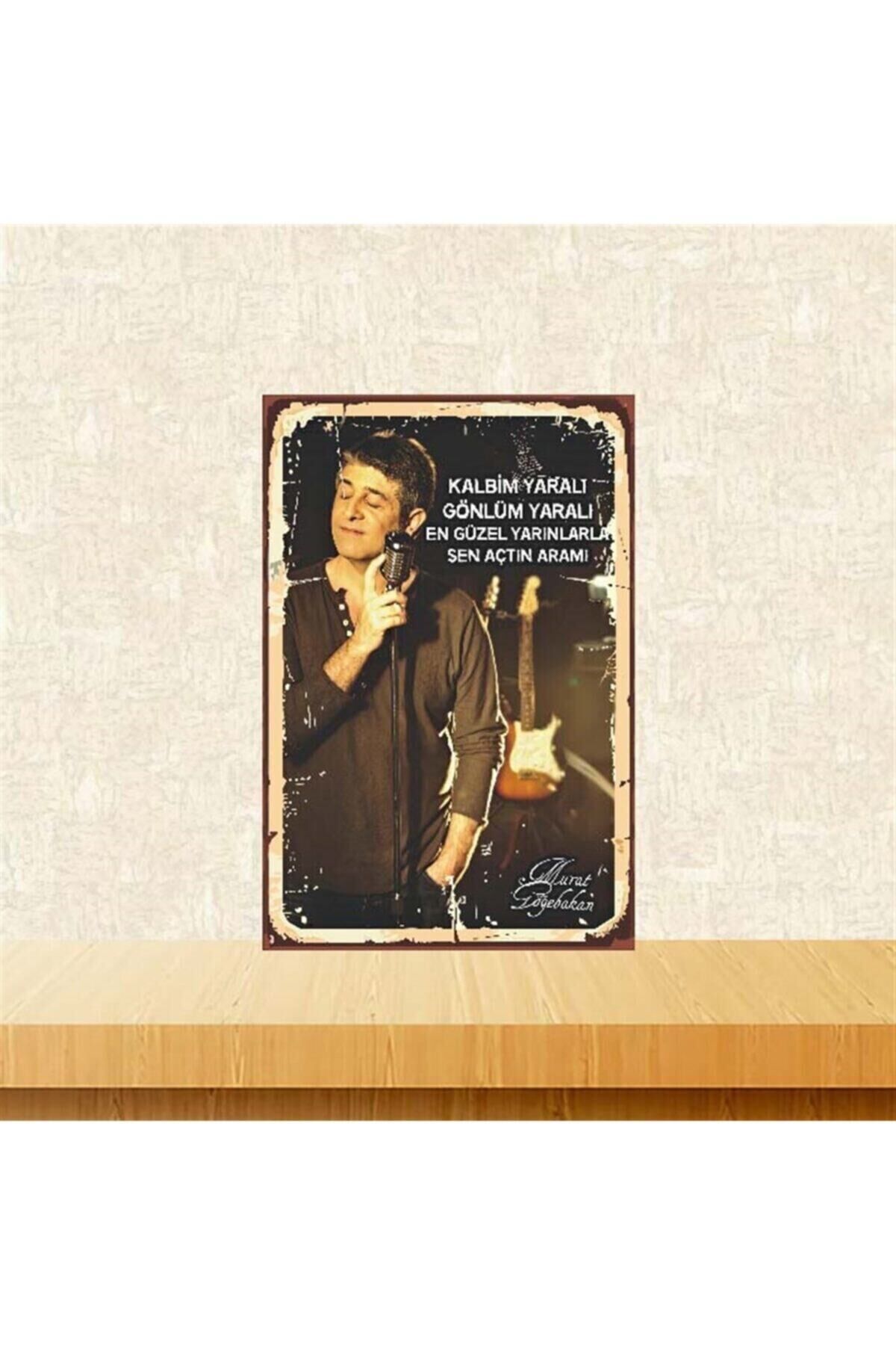 Murat Göğebakan Kalbim Yaralı Retro Ahşap Poster 20x30 cm