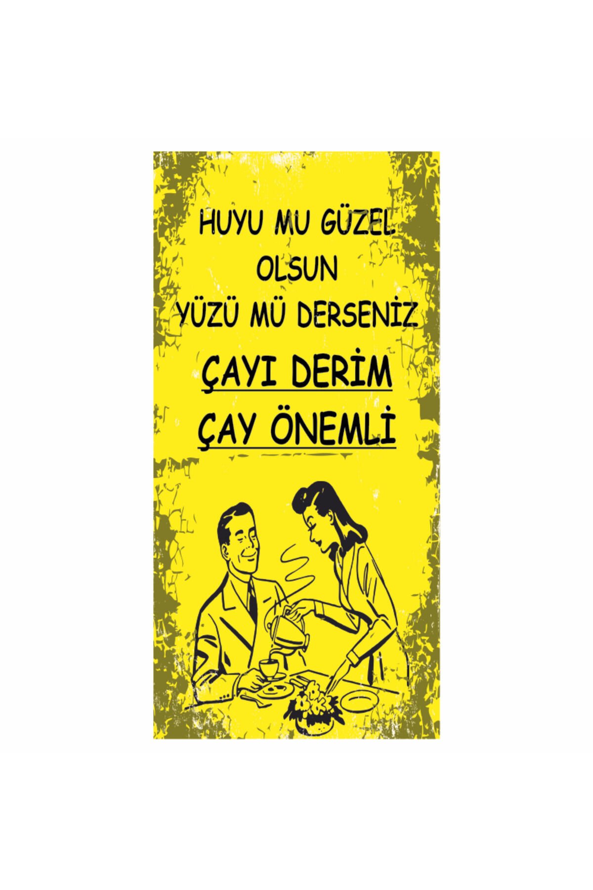 güzel çay sözleri ev mutfak dekorasyon tablo mini retro ahşap poster