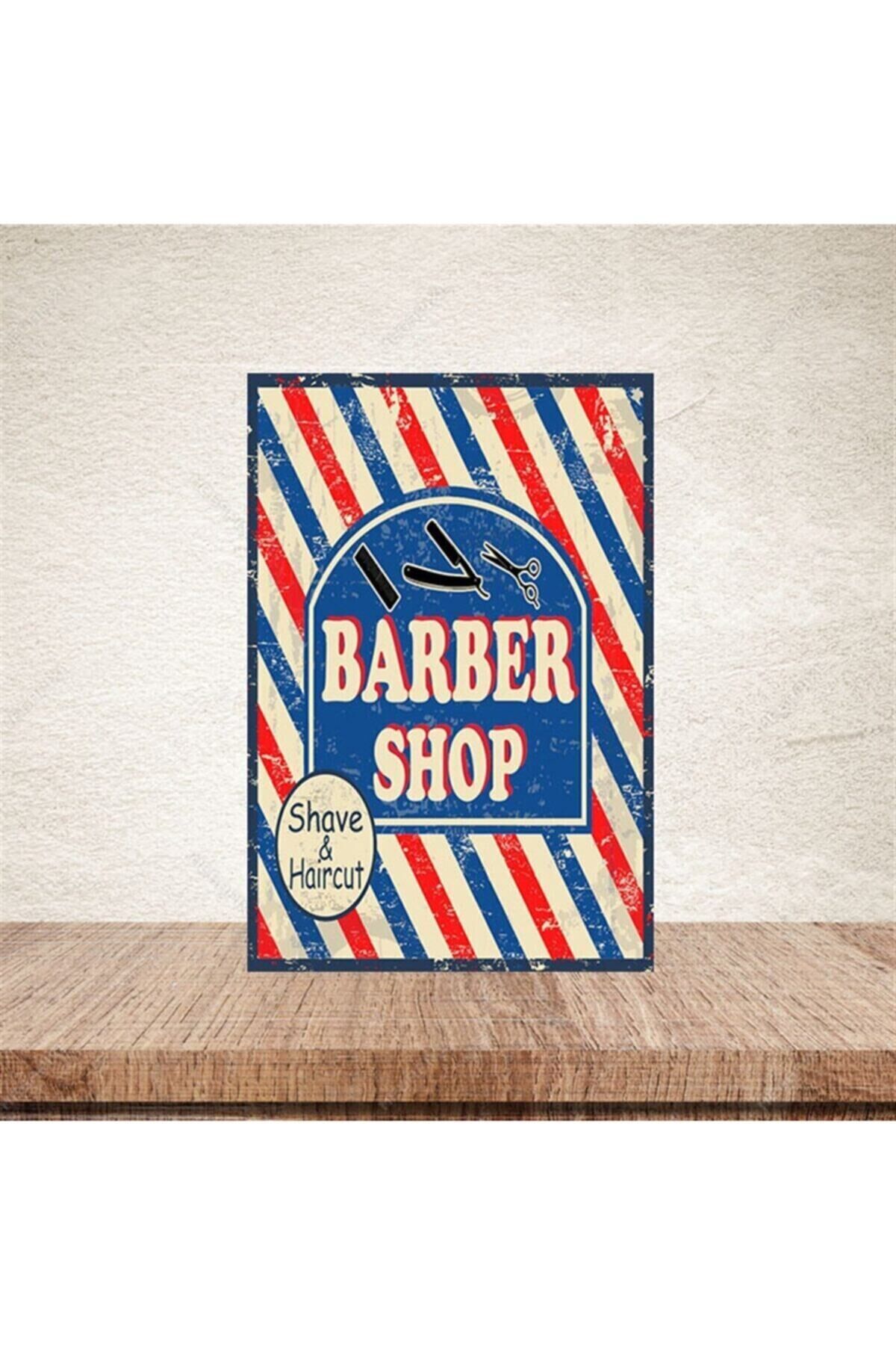 Barber Shop 20-30 Cm Retro Ahşap Poster